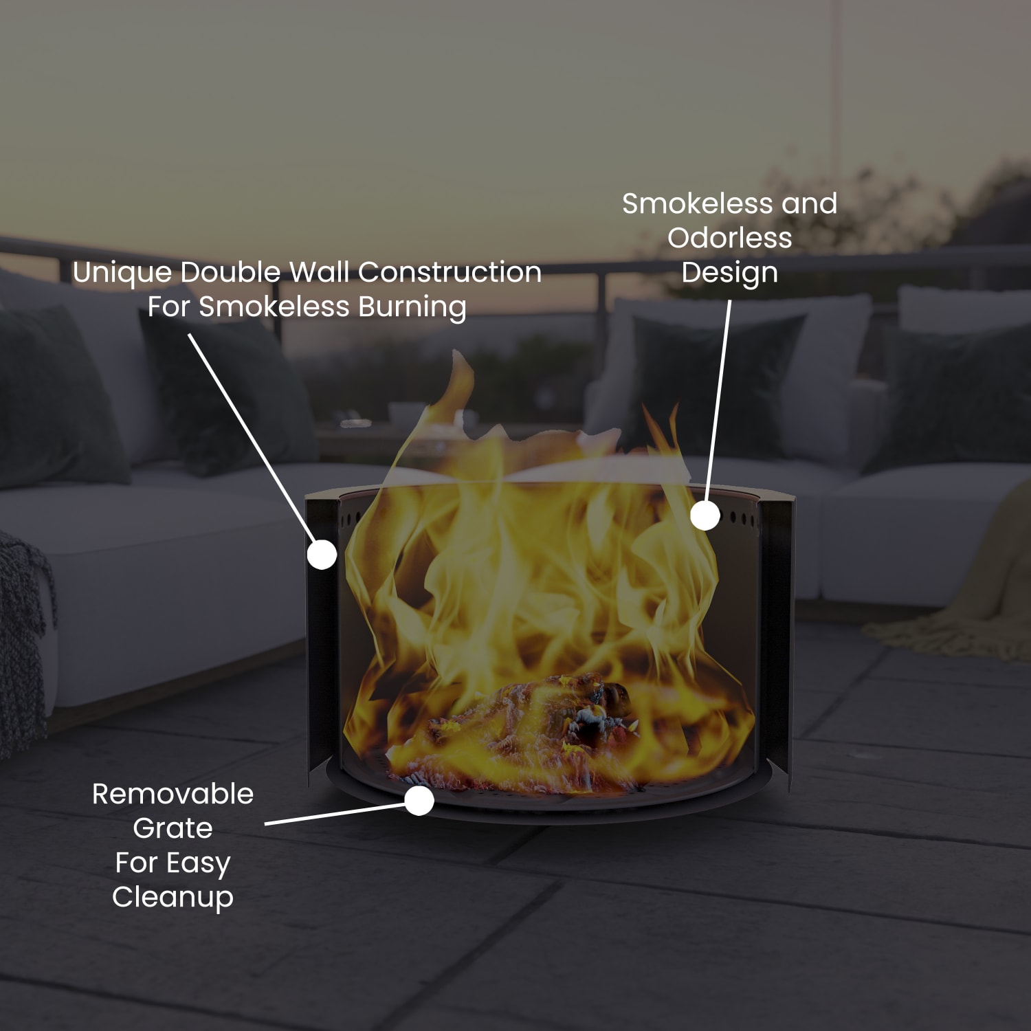 Flash Furniture Titus Commercial Grade Smokeless Outdoor Firepit With Waterproof Cover, 17-3/4inH x 27inW x 27inD, Bronze - Image 5