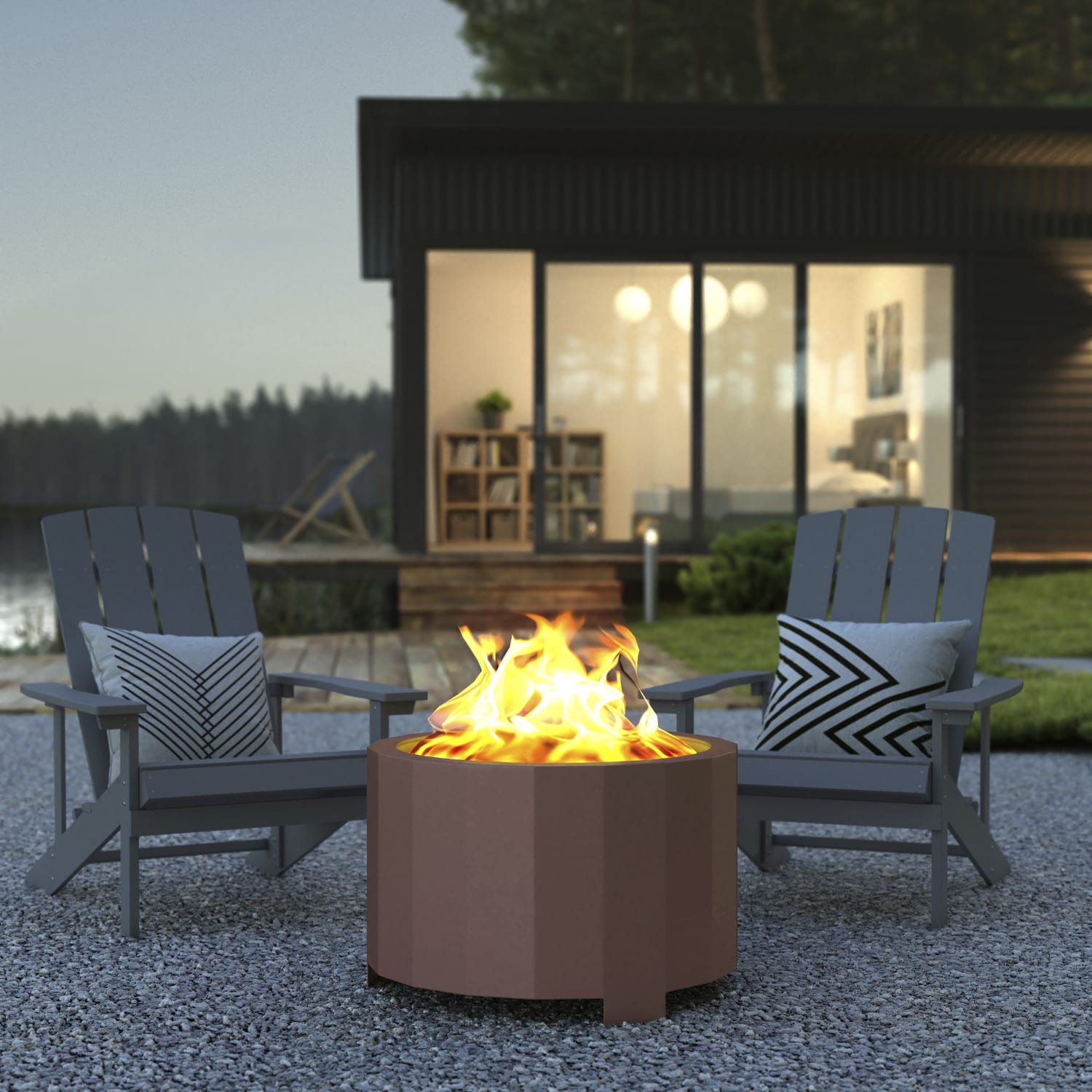 Flash Furniture Titus Commercial Grade Smokeless Outdoor Firepit With Waterproof Cover, 17-3/4inH x 27inW x 27inD, Bronze - Image 6