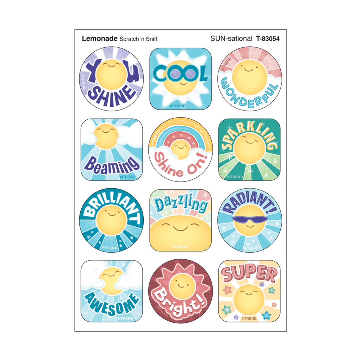 TREND Stinky Stickers, SUN-sational, Lemonade Scent, 48 Per Pack, Set Of 6 Packs - Image 3