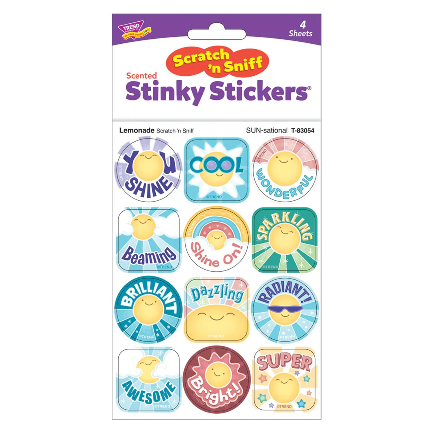 TREND Stinky Stickers, SUN-sational, Lemonade Scent, 48 Per Pack, Set Of 6 Packs - Image 4