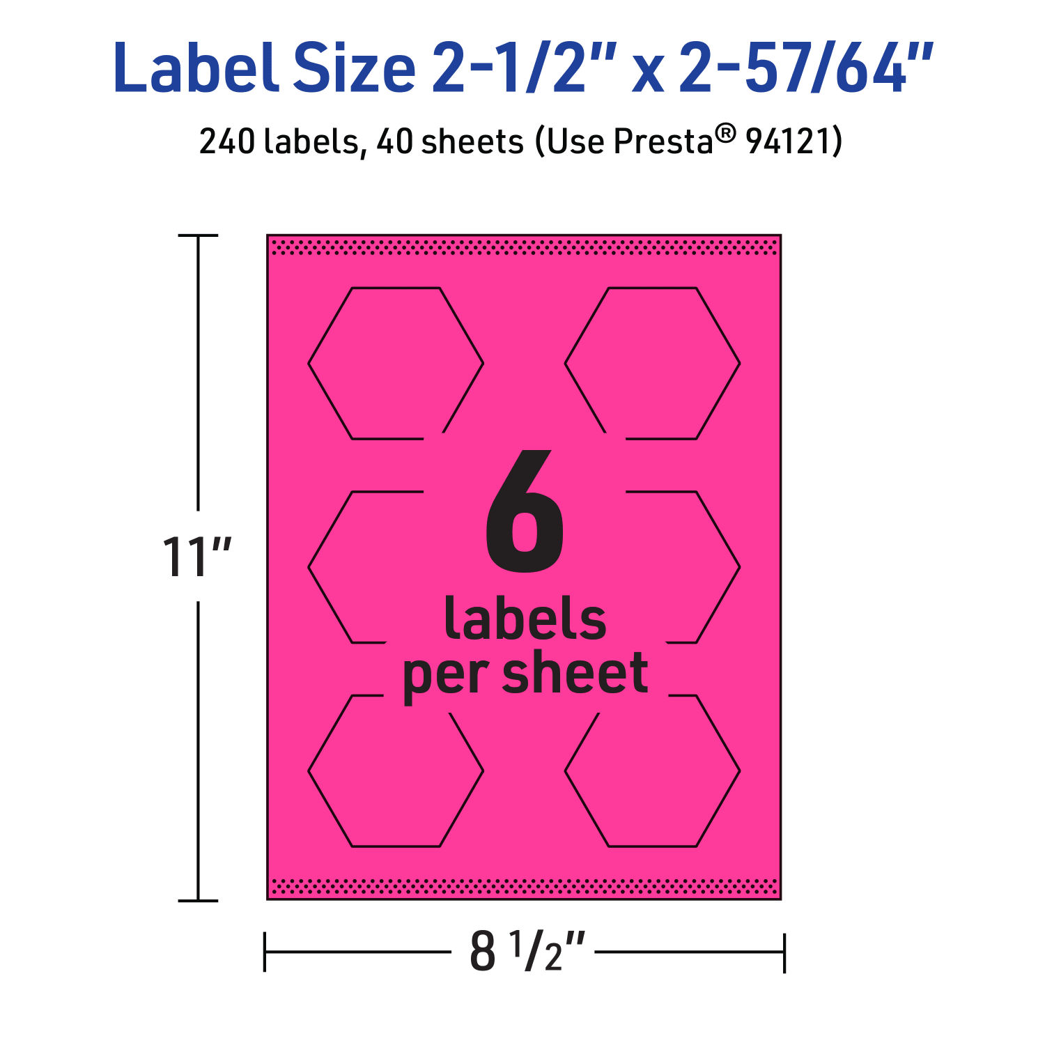Avery Print-To-The-Edge Labels With Sure Feed Technology, 94121-NMP40, Hexagon, 2-1/2in x 2-57/64in, Matte Neon Magenta, Pack of 240 - Image 6