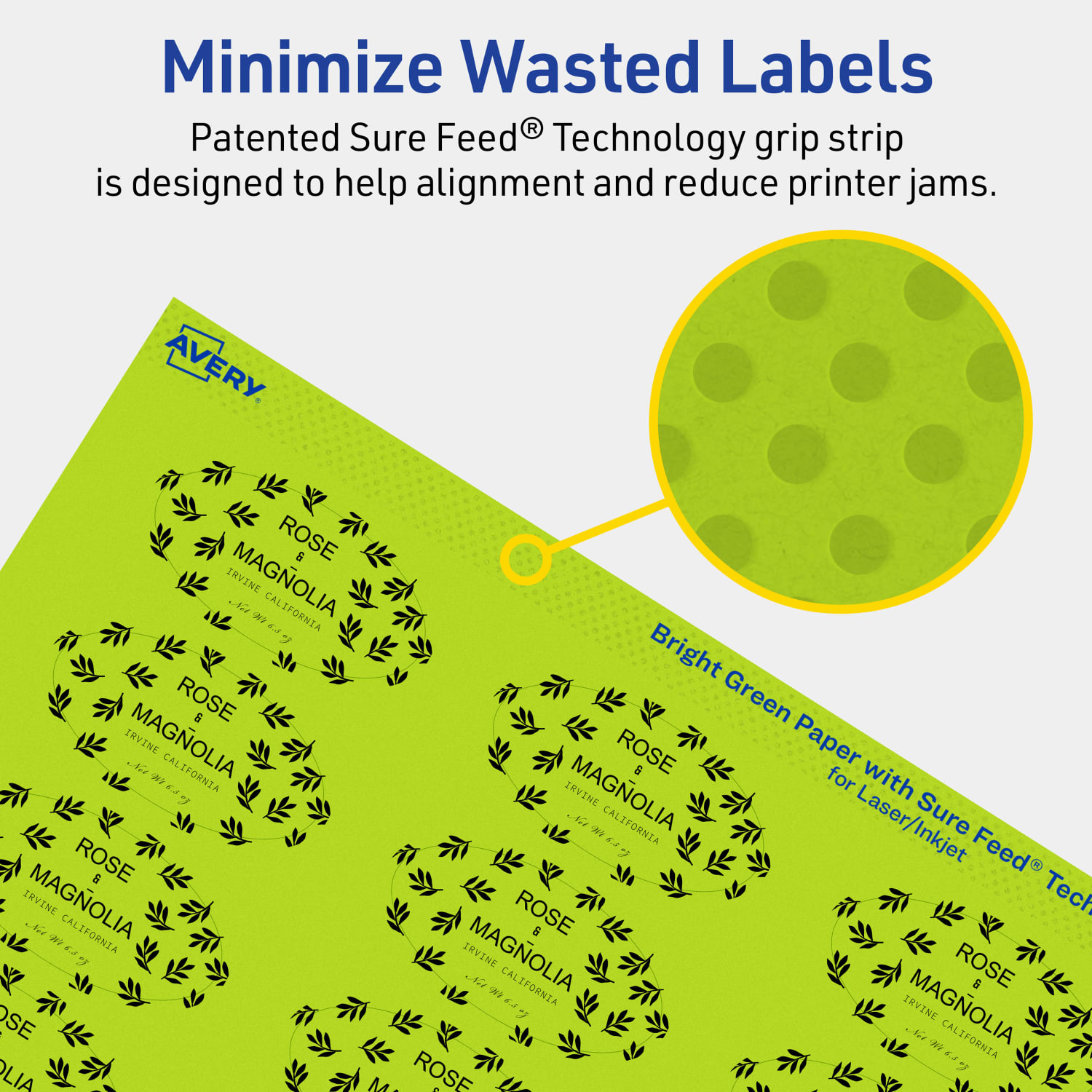 Avery Print-To-The-Edge Labels With Sure Feed Technology And Easy Peel Label Feature, 94053-BGP40, Oval, 1in x 2in, Matte Bright Green, Pack of 960 - Image 5
