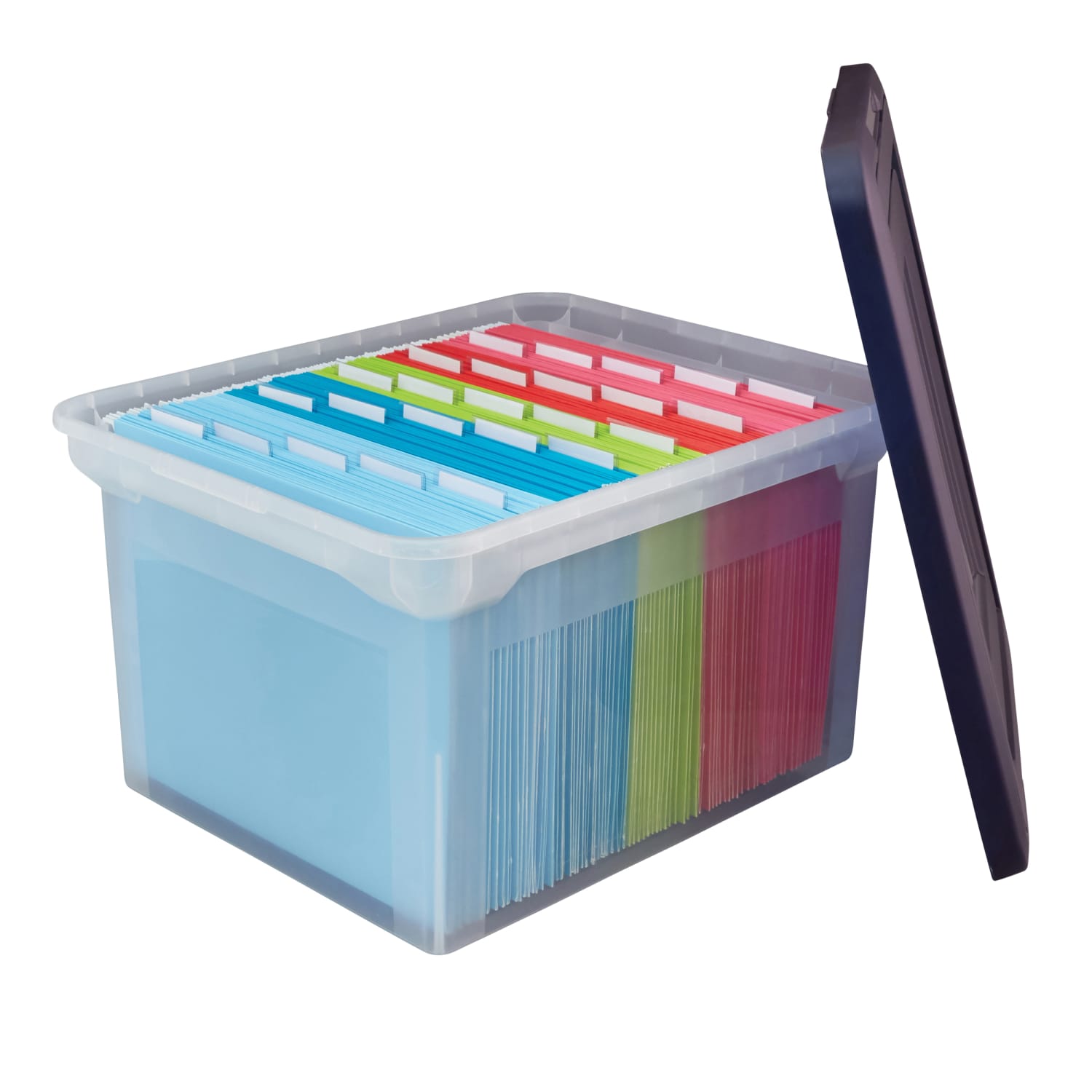 Office Depot Brand Letter And Legal File Tote, 18inL x 14 1/4inW x 10 7/8inH, Clear/Blue - Image 5