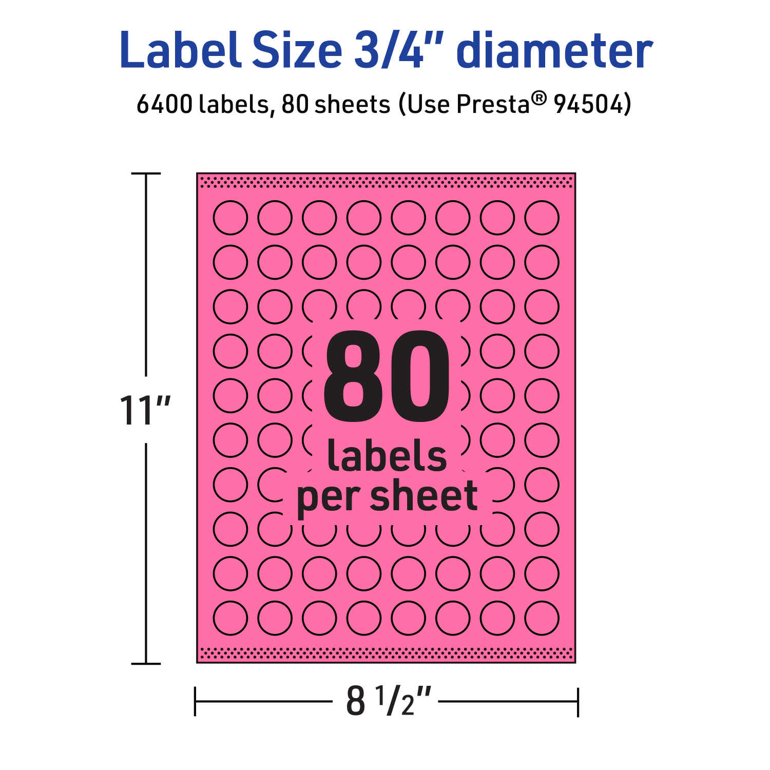 Avery Print-To-The-Edge Labels With Sure Feed Technology And Easy Peel Label Feature, 94504-BPP80, Round, 3/4in, Matte Bright Pink, Pack of 6400 - Image 6