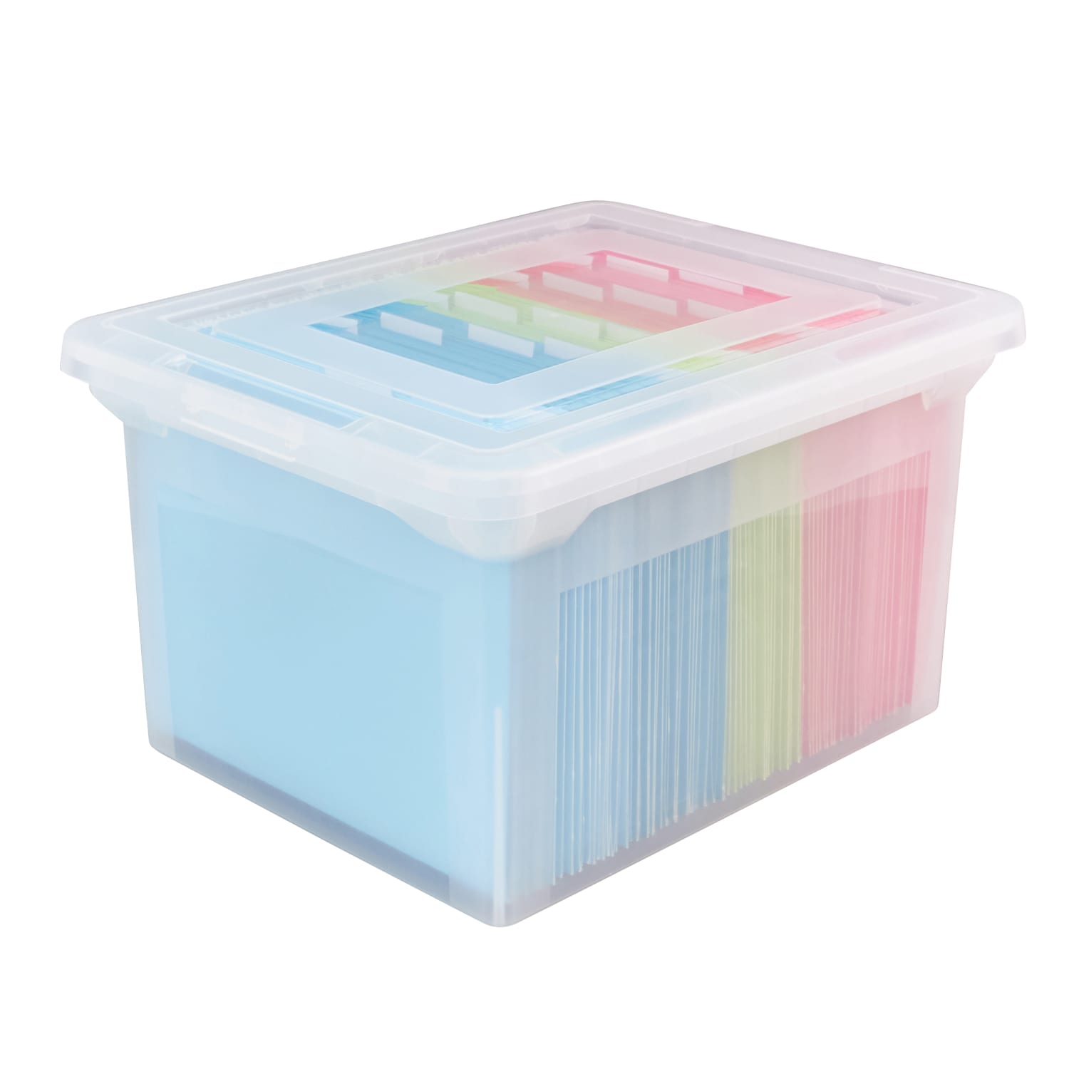 Office Depot Brand File Tote With Snap Lid And Built In Handles, Letter/Legal Size, 18in x 14 1/4in x 10-7/8in, Clear - Image 4