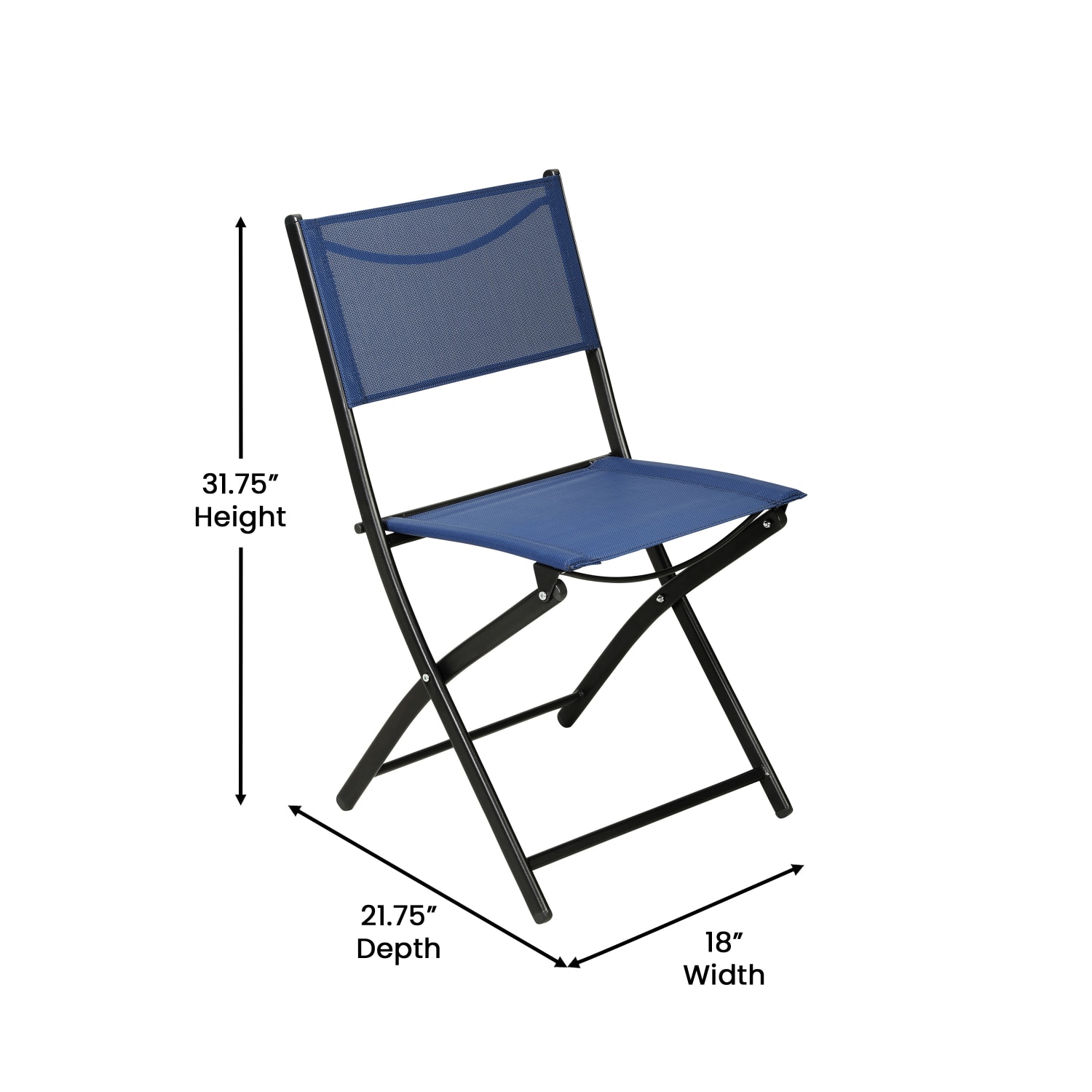 Flash Furniture Brazos Set of 2 Commercial Grade Indoor/Outdoor Folding Chairs with Flex Comfort Material Backs and Seats and Metal Frames, Navy - Image 6