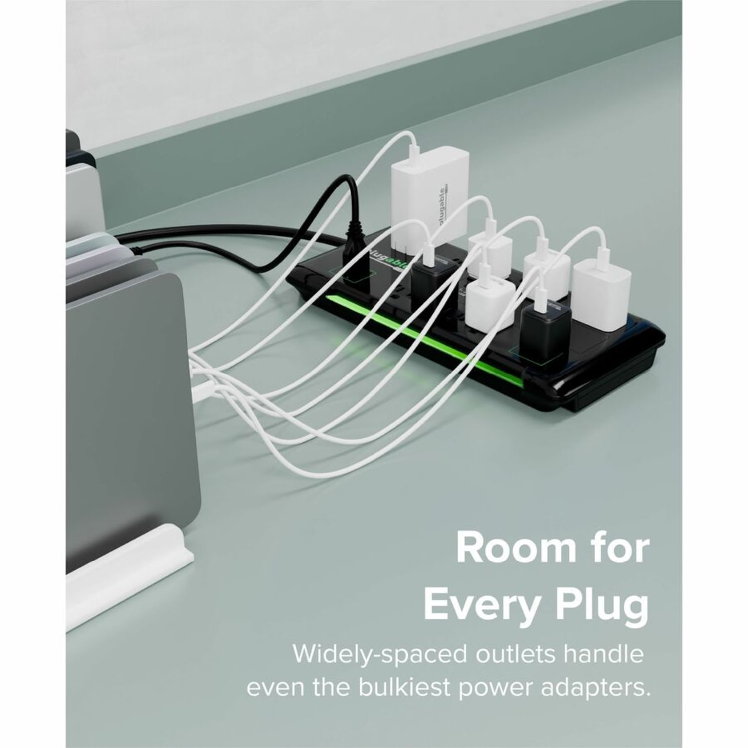 Plugable Surge Protector Power Strip with USB and 12 AC Outlets - Built-in 10.5W 2-Port USB Charger for Android, Apple iOS, and Windows Mobile Devices, 6 Foot Extension Cord - Image 6