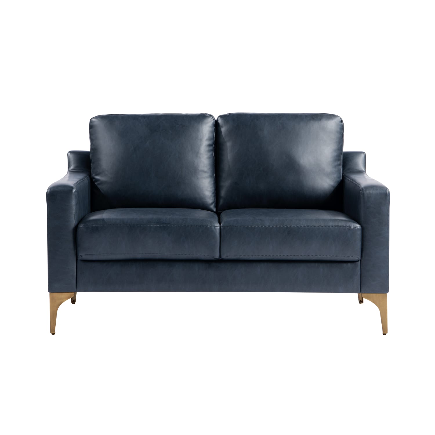 Serta Florence Faux Leather Loveseat, 35inH x 55-1/2inW x 33-1/2inD, Navy