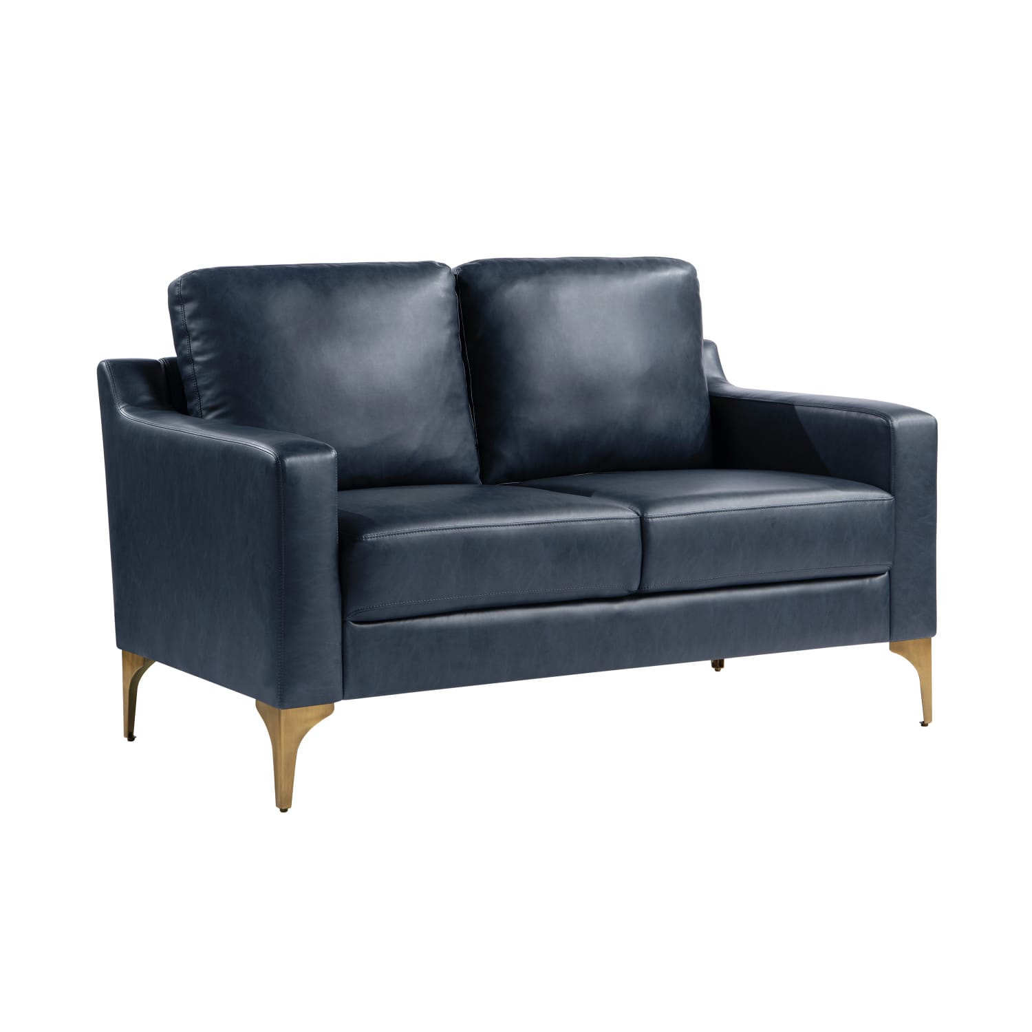 Serta Florence Faux Leather Loveseat, 35inH x 55-1/2inW x 33-1/2inD, Navy - Image 4