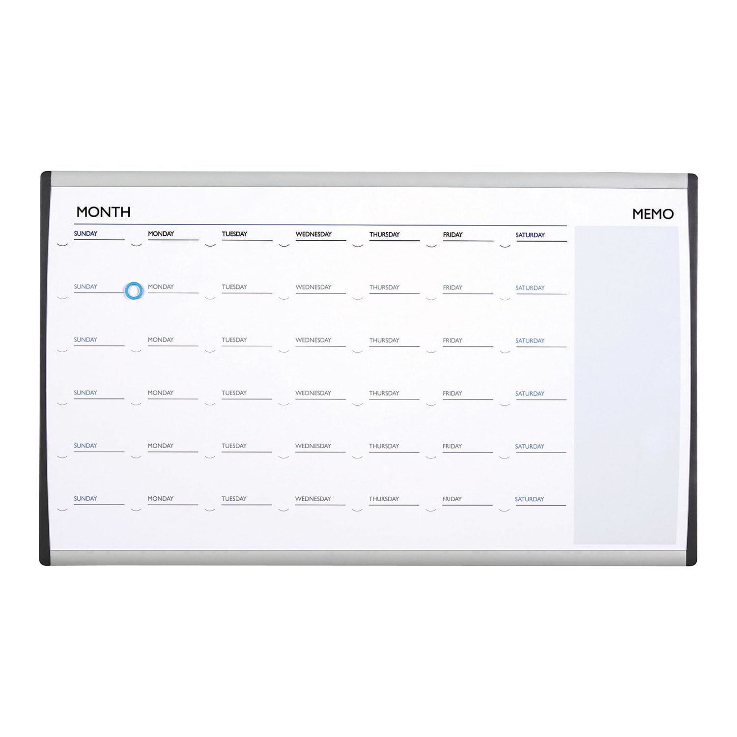 Quartet ARC Magnetic Dry-Erase Calendar For Cubicles, 18in x 30in, Aluminum Frame With Silver Finish