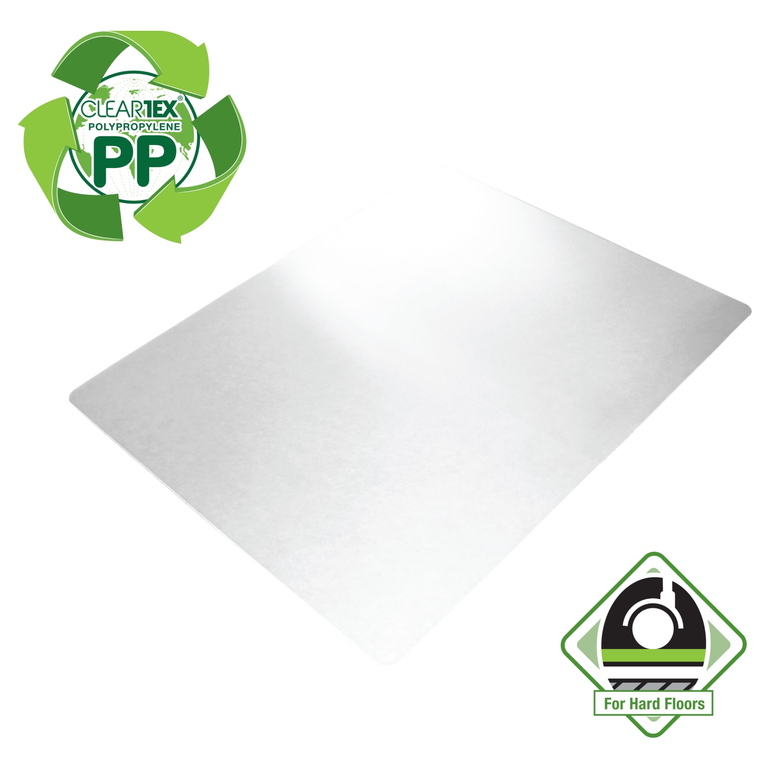 Floortex Cleartex Polypropylene Rectangular Anti-Slip Chair Mat, Hard Floors, 29in x 46in, White - Image 4