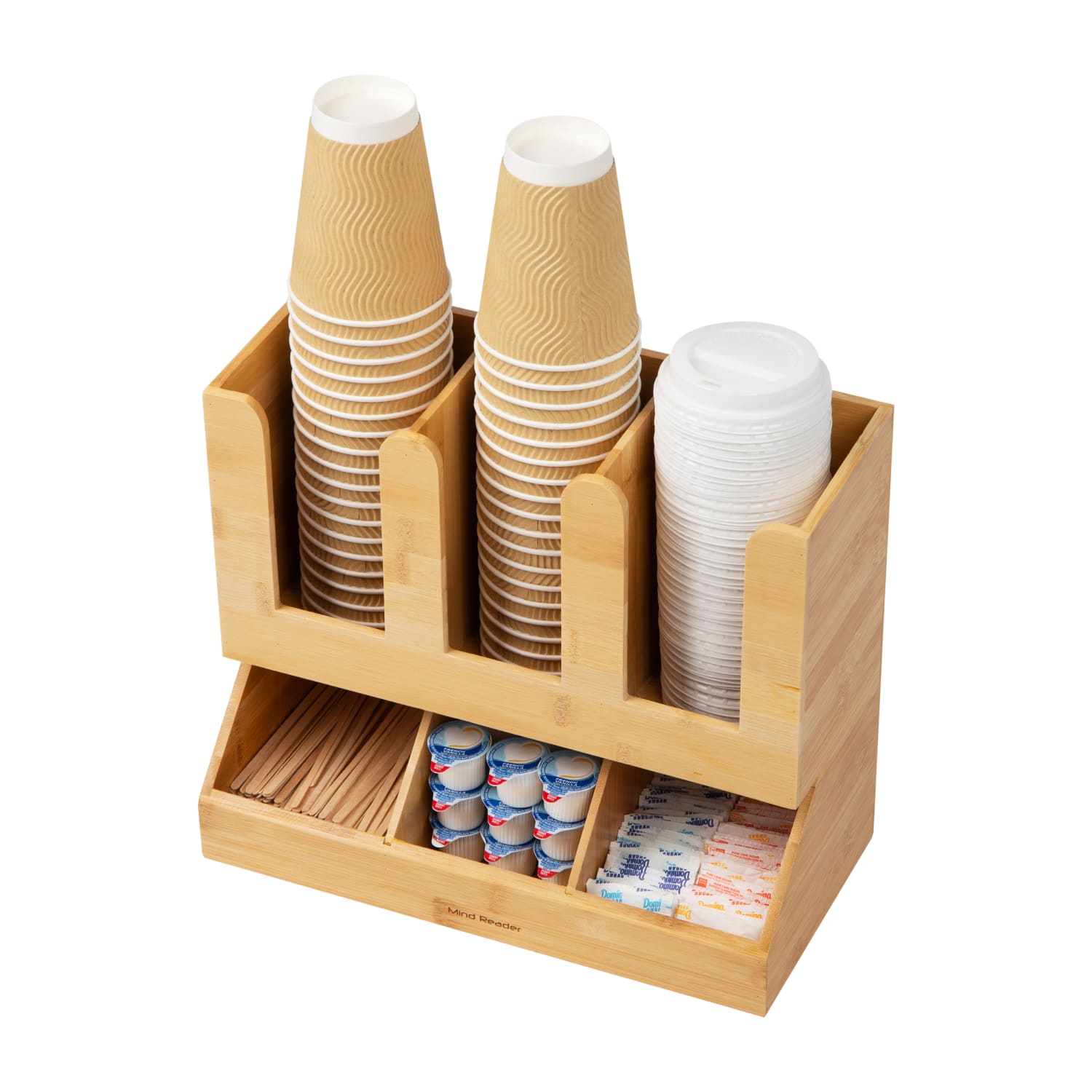 Mind Reader 6-Compartment 2-Tier Condiment Organizer, 11-1/2inH x 6-3/4inW x 13-31/50inD, Brown - Image 6