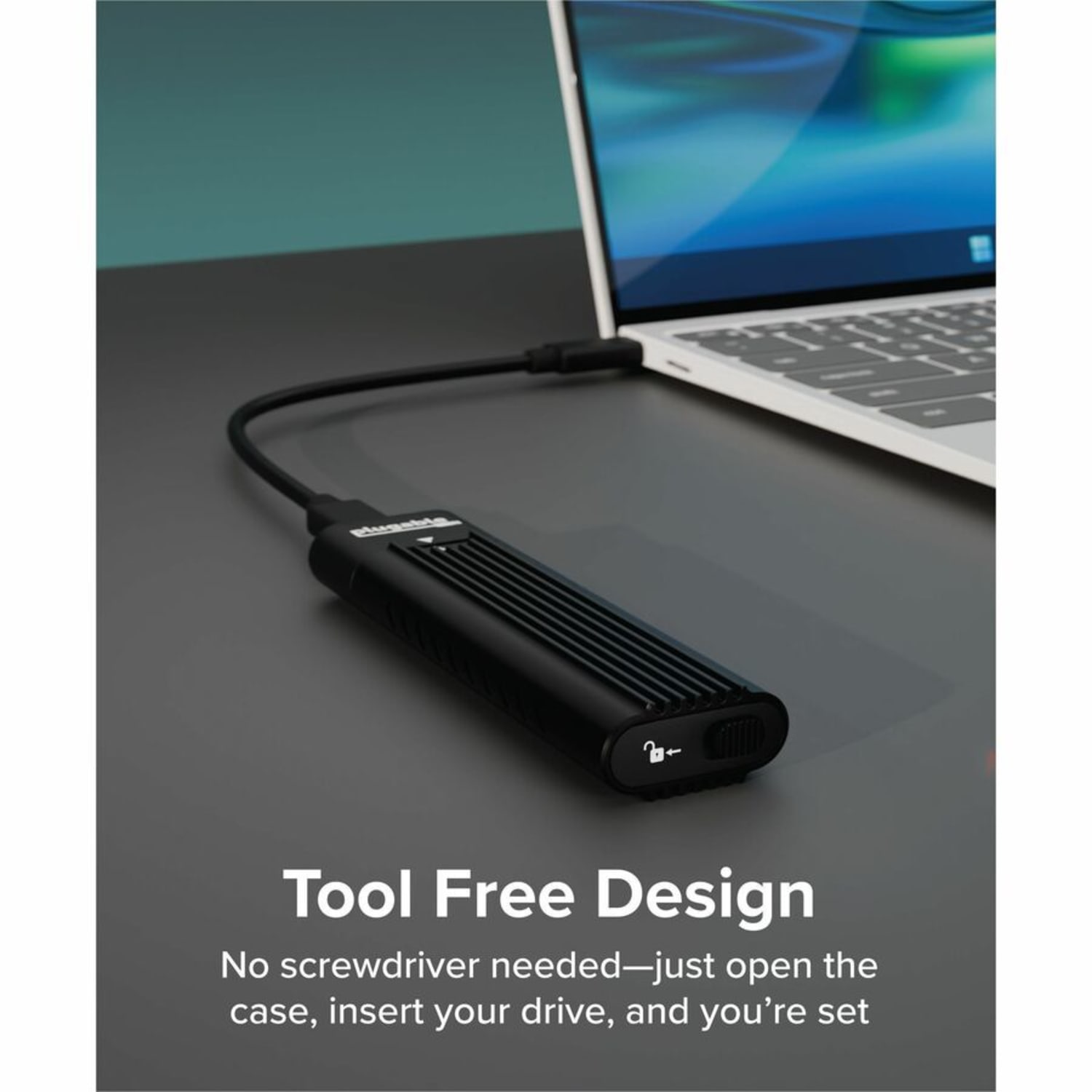 Plugable USB C to M.2 NVMe Tool-free Enclosure USB C and Thunderbolt 3 Compatible up to USB 3.1 Gen 2 Speeds (10Gbps). - USBCNVME - Image 3