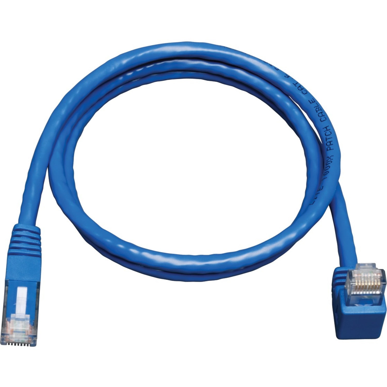 Eaton Tripp Lite Series Down-Angle Cat6 Gigabit Molded UTP Ethernet Cable (RJ45 Right-Angle Down M to RJ45 M), Blue, 3 ft. (0.91 m) - N204003BLDN - Image 3