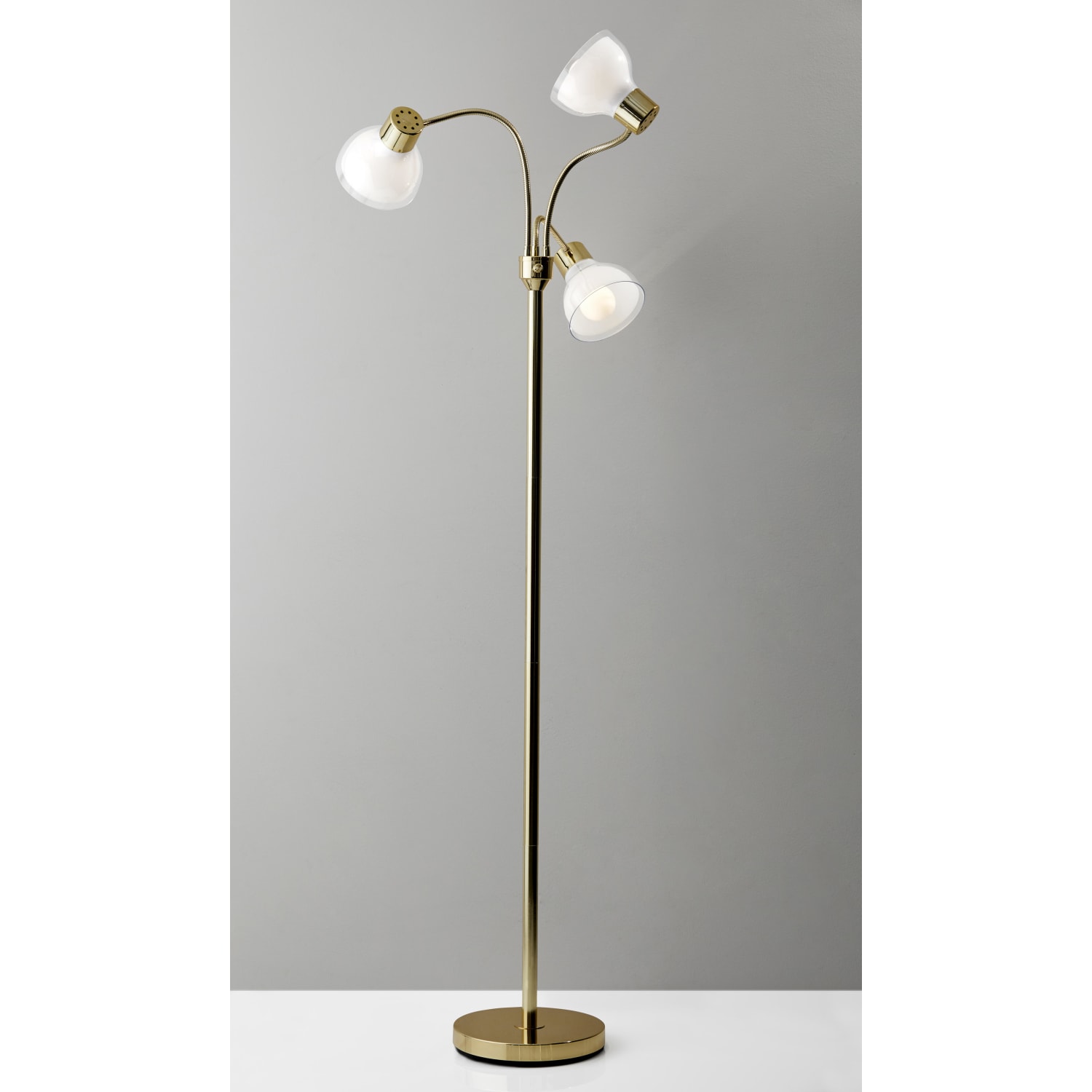 Adesso Presley 3-Arm Floor Lamp, 69inH, Clear Shade/Shiny Gold Base - Image 3