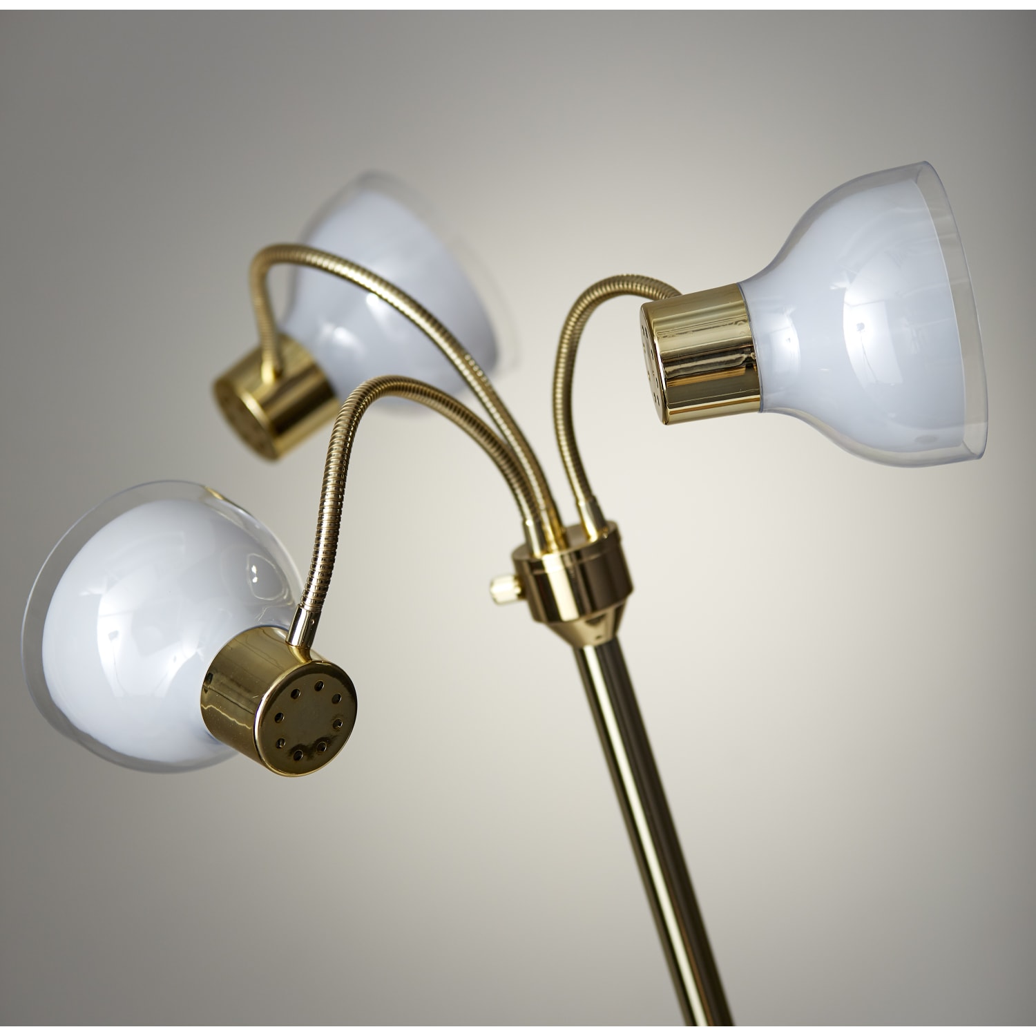 Adesso Presley 3-Arm Floor Lamp, 69inH, Clear Shade/Shiny Gold Base - Image 4