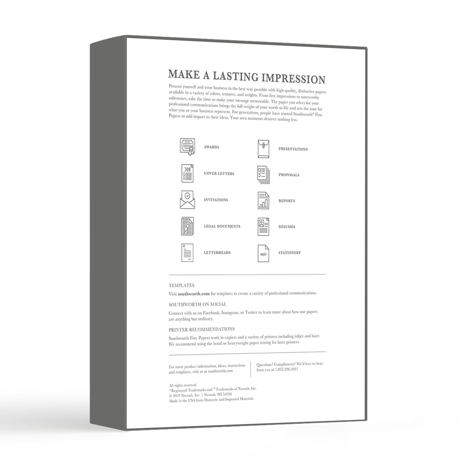 Southworth 25% Cotton Linen Business Paper, Ivory, Letter (8.5in x 11in), 500 Sheets Per Ream, 24 Lb, 94 Brightness - Image 4