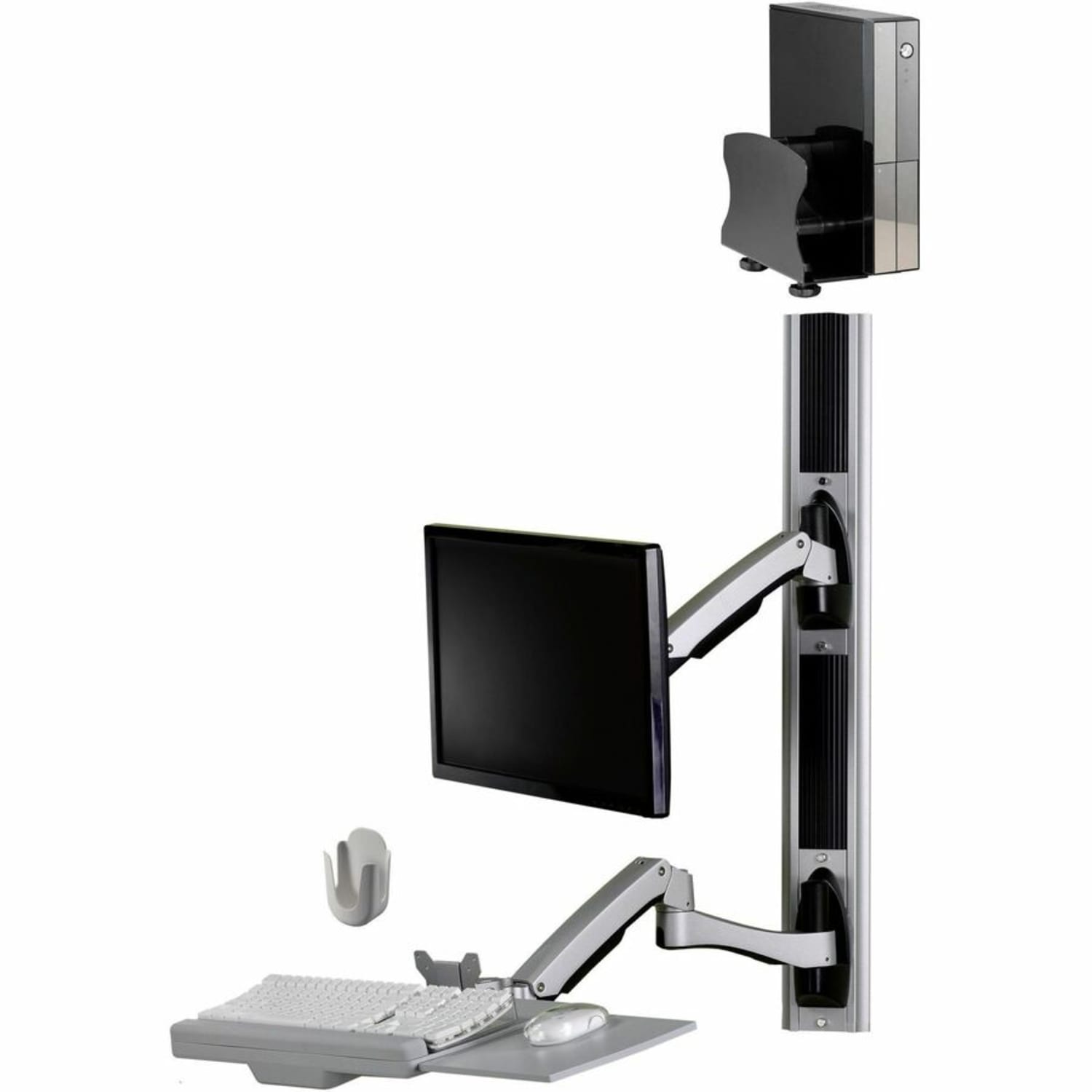 Amer Wall Mount for Keyboard, CPU, Mouse, Flat Panel Display, Curved Screen Display - TAA Compliant - 32in Screen Support - 39.68 lb Load Capacity - 75 x 75, 100 x 100 - VESA Mount Compatible - Steel, Aluminum Alloy, Plastic - 1 - Image 3