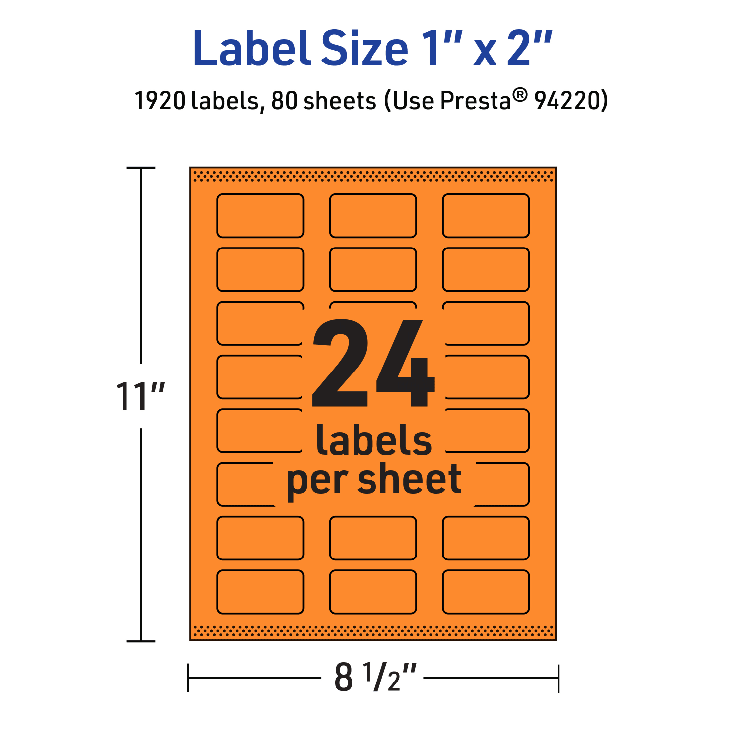 Avery Print-To-The-Edge Labels With Sure Feed Technology And Easy Peel, 94220-BOP80, Rectangle, 1in x 2in, Matte Bright Orange, Pack of 1920 - Image 6