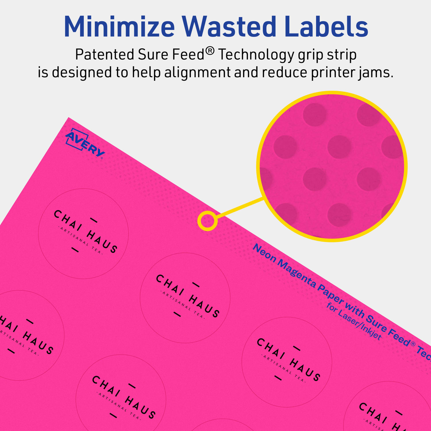 Avery Print-To-The-Edge Labels With Sure Feed Technology, 94506-NMP80, Round, 1-1/2in, Matte Neon Magenta, Pack of 1600 - Image 5