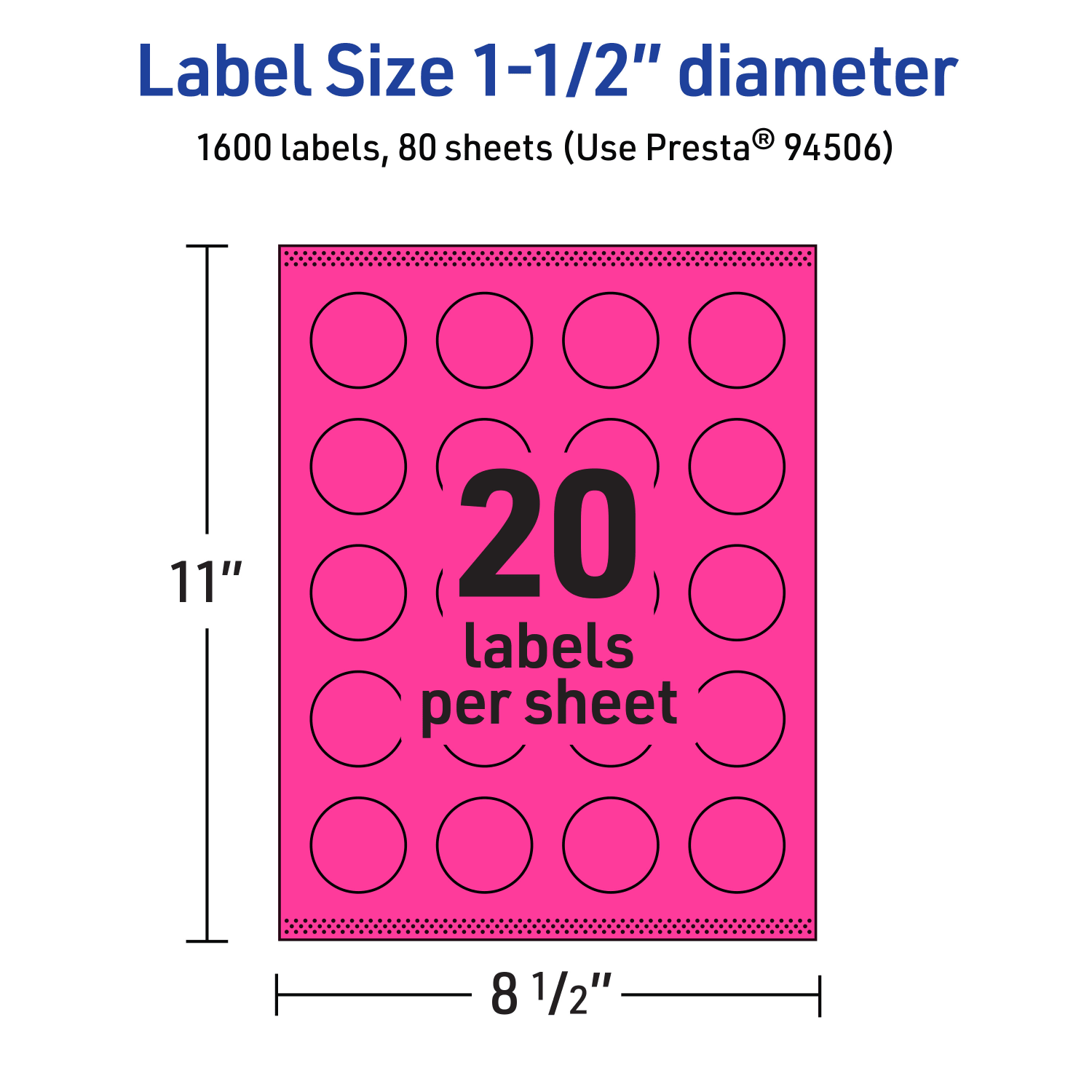 Avery Print-To-The-Edge Labels With Sure Feed Technology, 94506-NMP80, Round, 1-1/2in, Matte Neon Magenta, Pack of 1600 - Image 6
