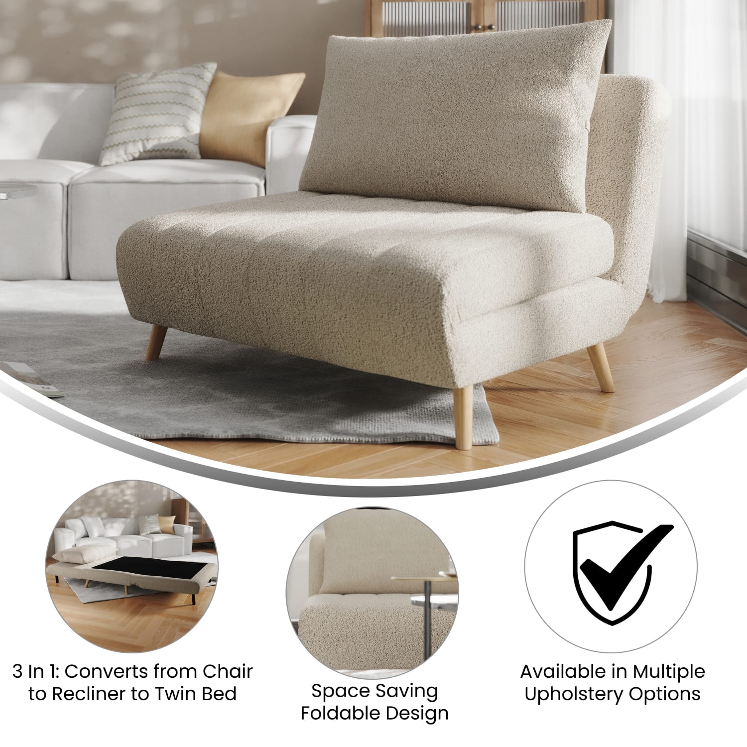 Flash Furniture Shaw Convertible TriFold Fabric Sleeper Guest Chair Cream PopularChairscom Flash Furniture Shaw Convertible Tri Fold Fabric Sleeper Guest Chair Cream PopularChairscom