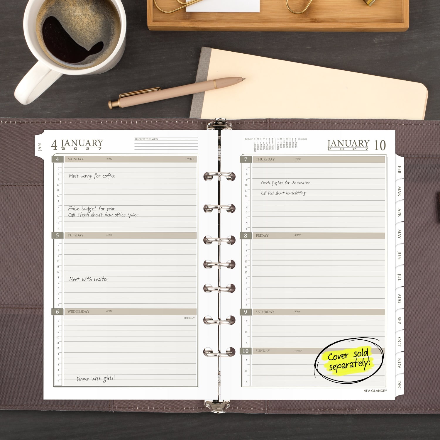 AT-A-GLANCE 2027 Weekly Monthly Planner Refill, Loose-Leaf, Desk Size, 5 1/2in x 8 1/2in - Image 3