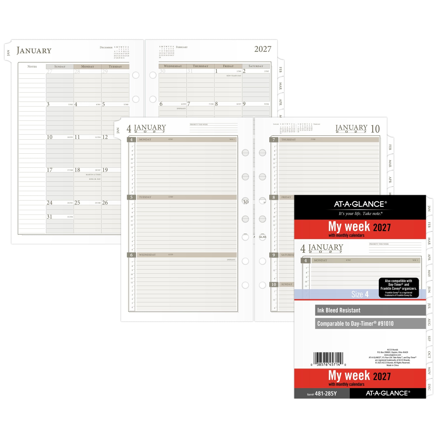 AT-A-GLANCE 2027 Weekly Monthly Planner Refill, Loose-Leaf, Desk Size, 5 1/2in x 8 1/2in - Image 6