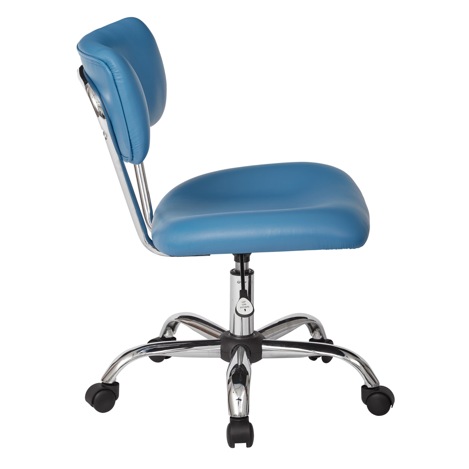 Office Star Avenue Six Vista Bonded Leather Task Chair, Blue/Silver - Image 3