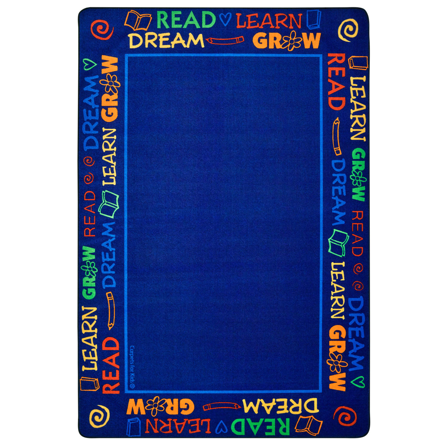 Carpets for Kids Premium Collection Read to Dream Border Activity Rug, 6ft x 9ft, Blue
