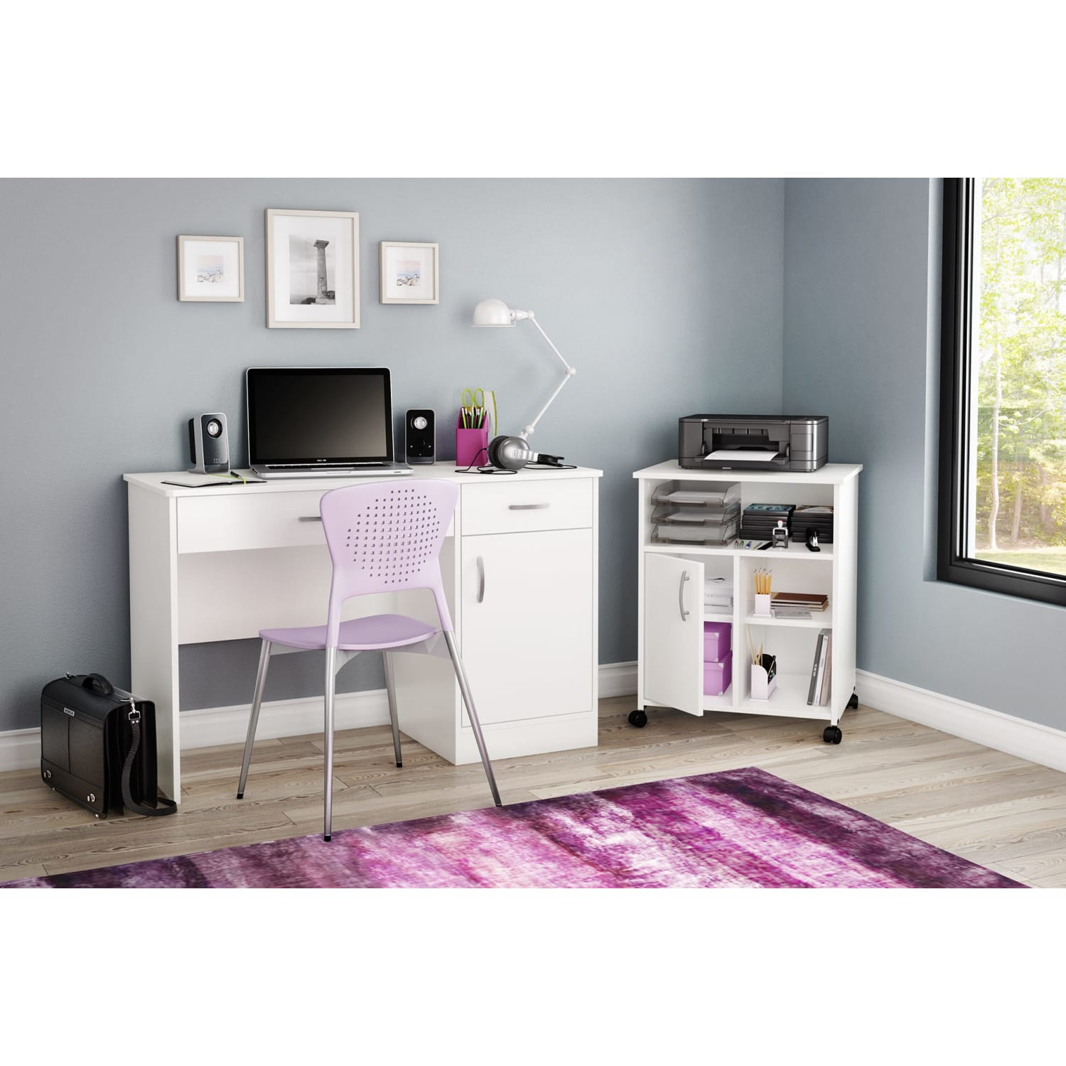 South Shore Axess Printer Cart, Pure White - Image 3