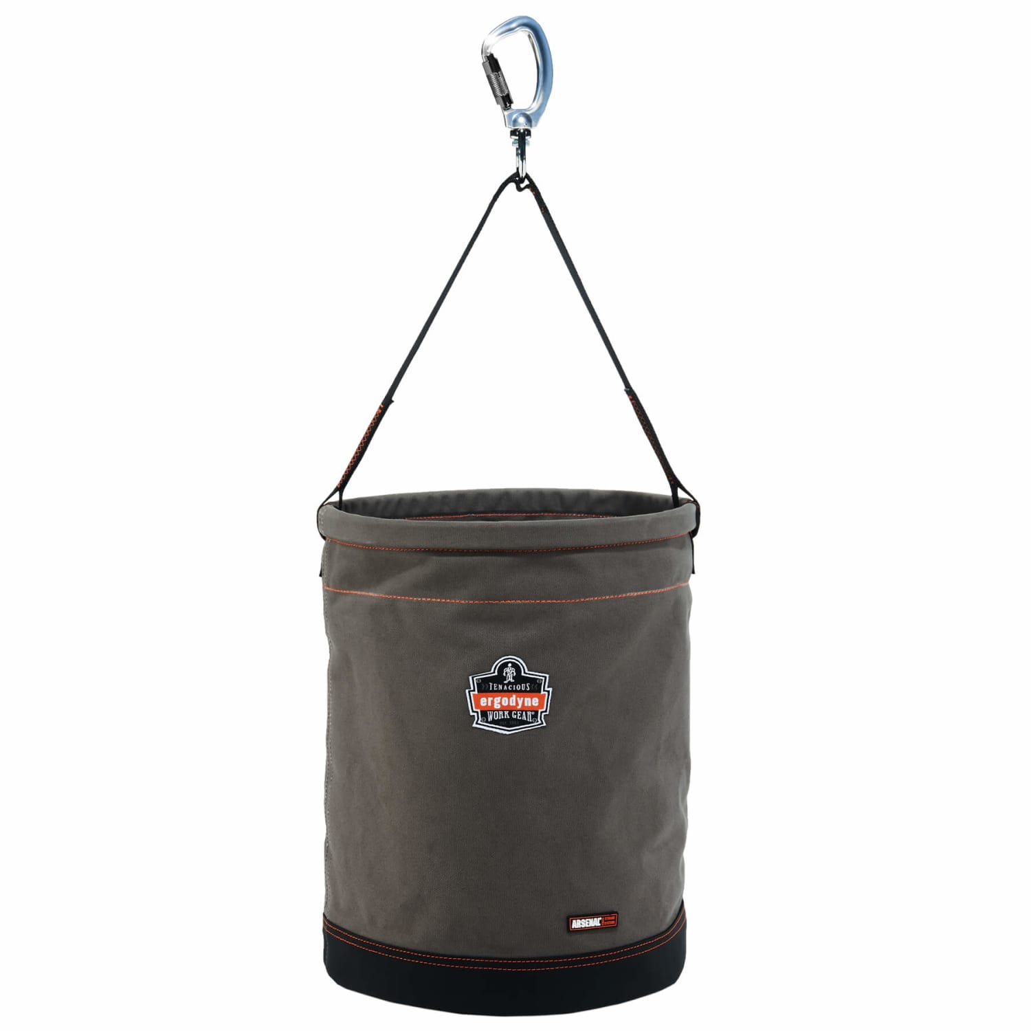 Ergodyne Arsenal 5945 XL Canvas Hoist Bucket With Swiveling Carabiner, 20in x 16in, Gray
