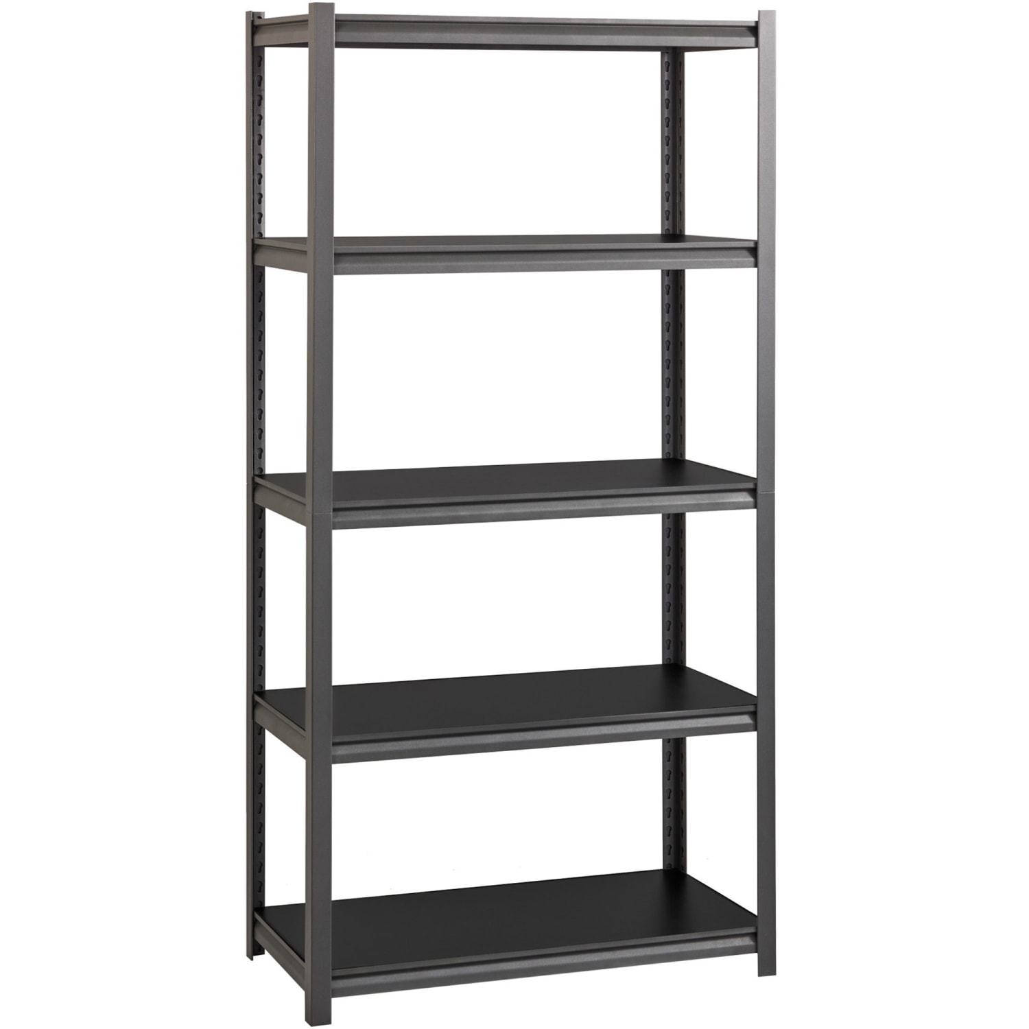 Lorell Riveted Storage Shelving Unit, 5-Shelf, 72inH x 36inW x 18inD, Black - Image 3