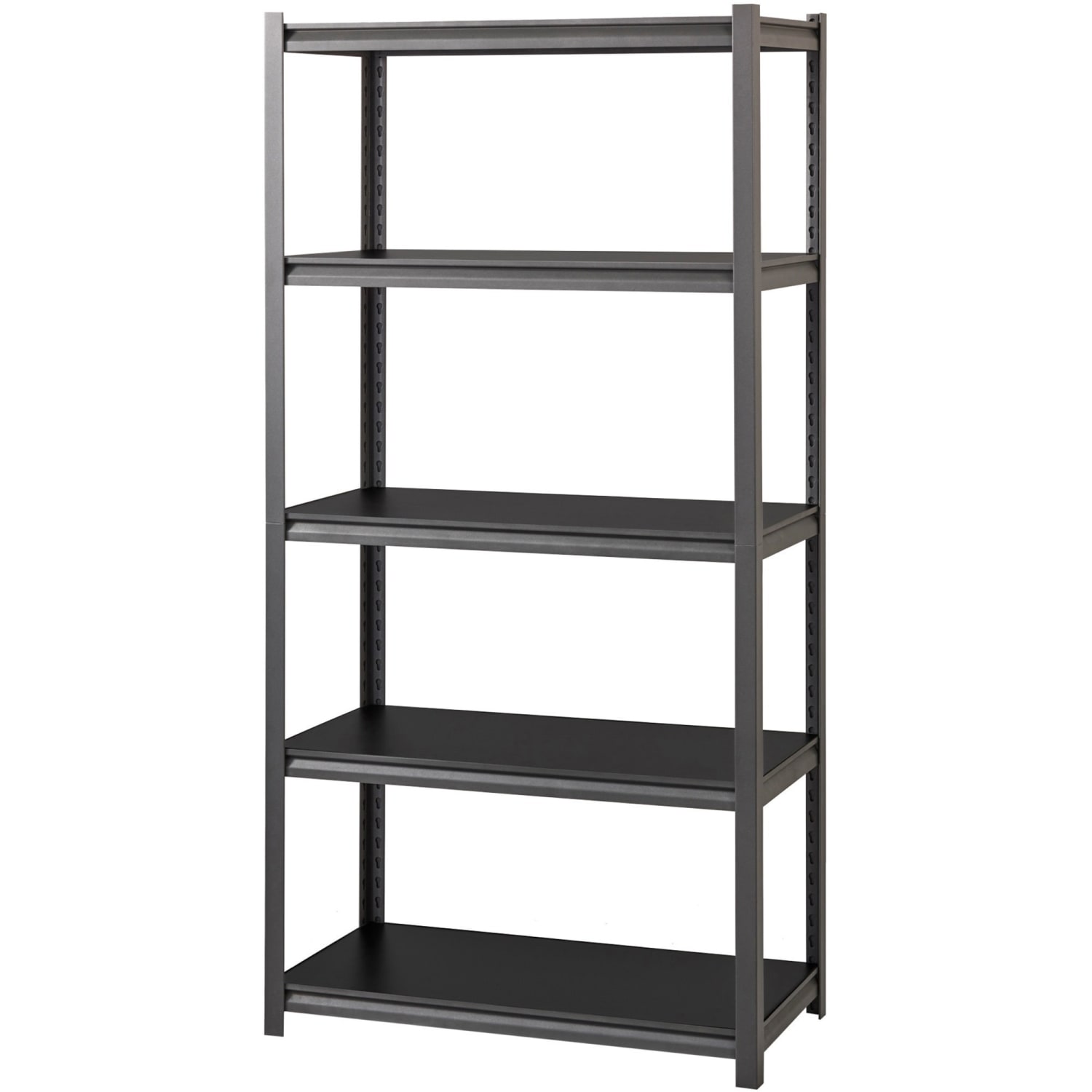 Lorell Riveted Storage Shelving Unit, 5-Shelf, 72inH x 36inW x 18inD, Black - Image 6