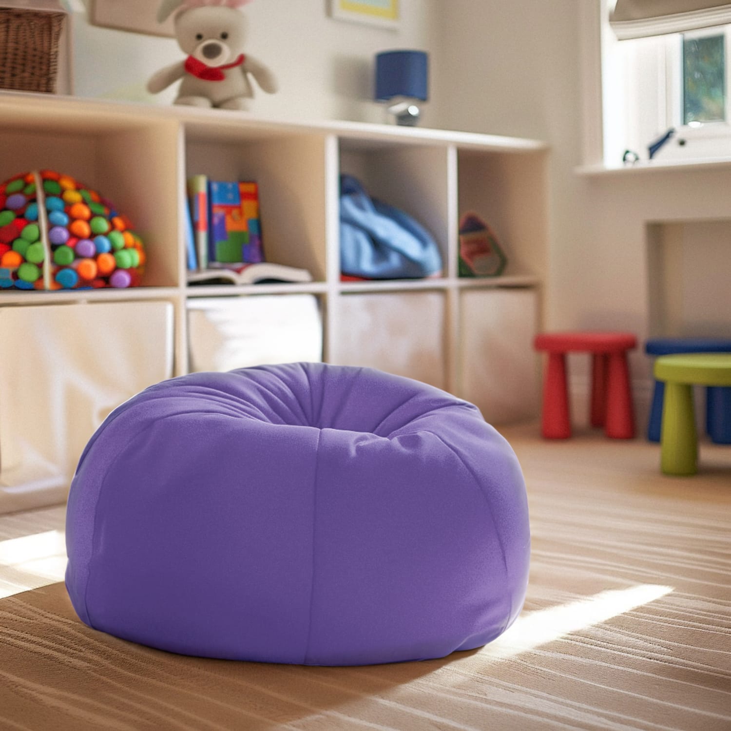 Flash Furniture Small Bean Bag Chair For Kids And Teens, Purple - Image 4