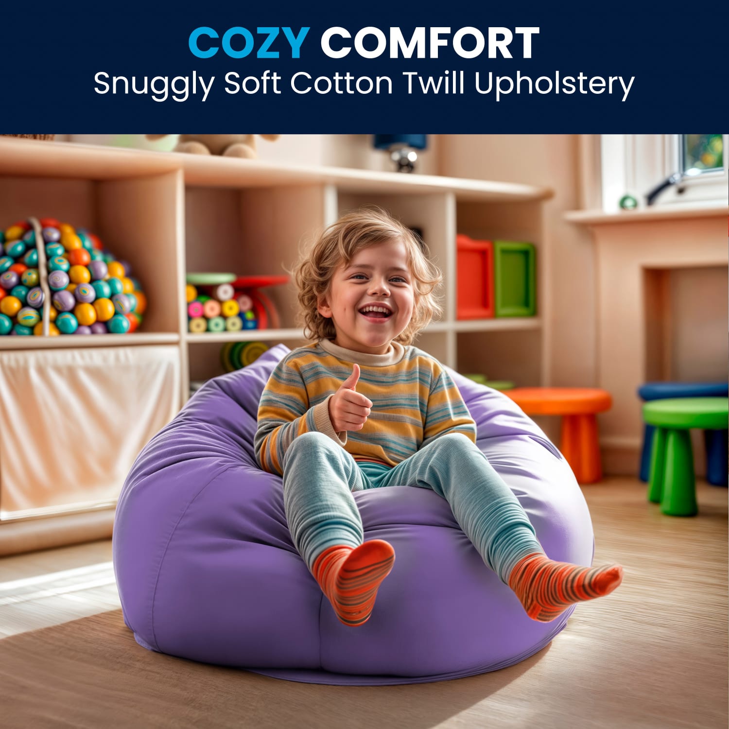 Flash Furniture Small Bean Bag Chair For Kids And Teens, Purple - Image 8