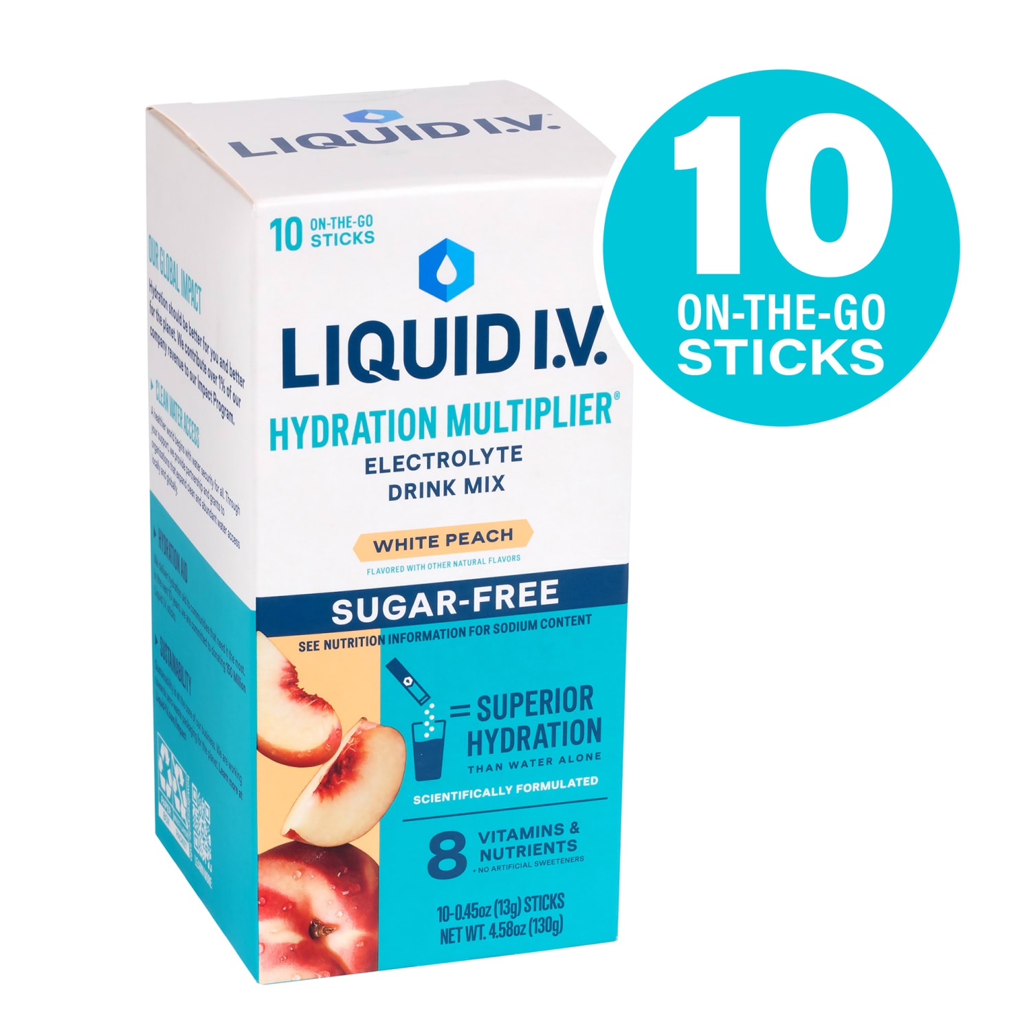 Liquid IV Sugar-Free White Peach Drink Mix, 0.45 Oz, Total Qty 10 - Image 3