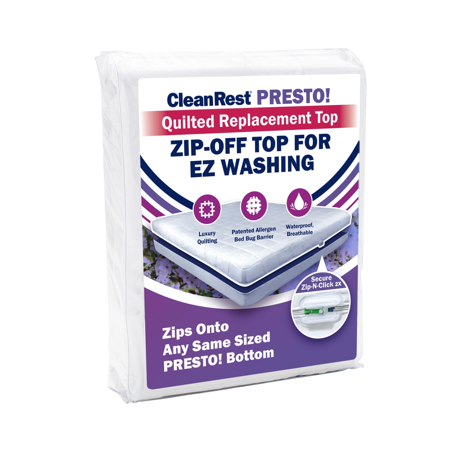 CleanRest Platinum Quilted Replacement Tops, Twin, 75inL x 39inW x 18inD, White, Case Of 12 Tops