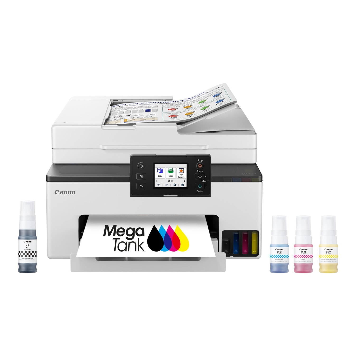 Canon MAXIFY GX2020 Wired & Wireless Inkjet Multifunction Printer - Color - Copier/Fax/Printer/Scanner - 6171C002
