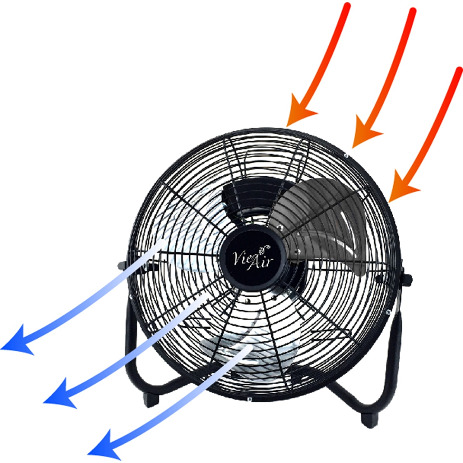 Vie Air 12in 3-Speed High-Velocity Floor Fan, 15inH x 14inW x 4-1/2inD, Black - Image 6