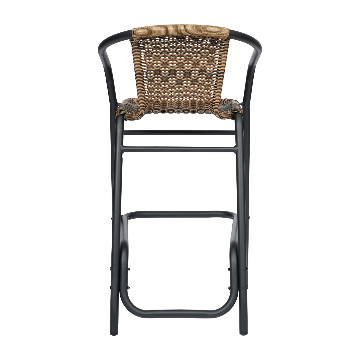 Flash Furniture Lila Set of 4 Commercial Grade Indoor Outdoor PE Rattan Restaurant Barstools with Aluminum Frames and Footrests Medium Brown PopularChairscom