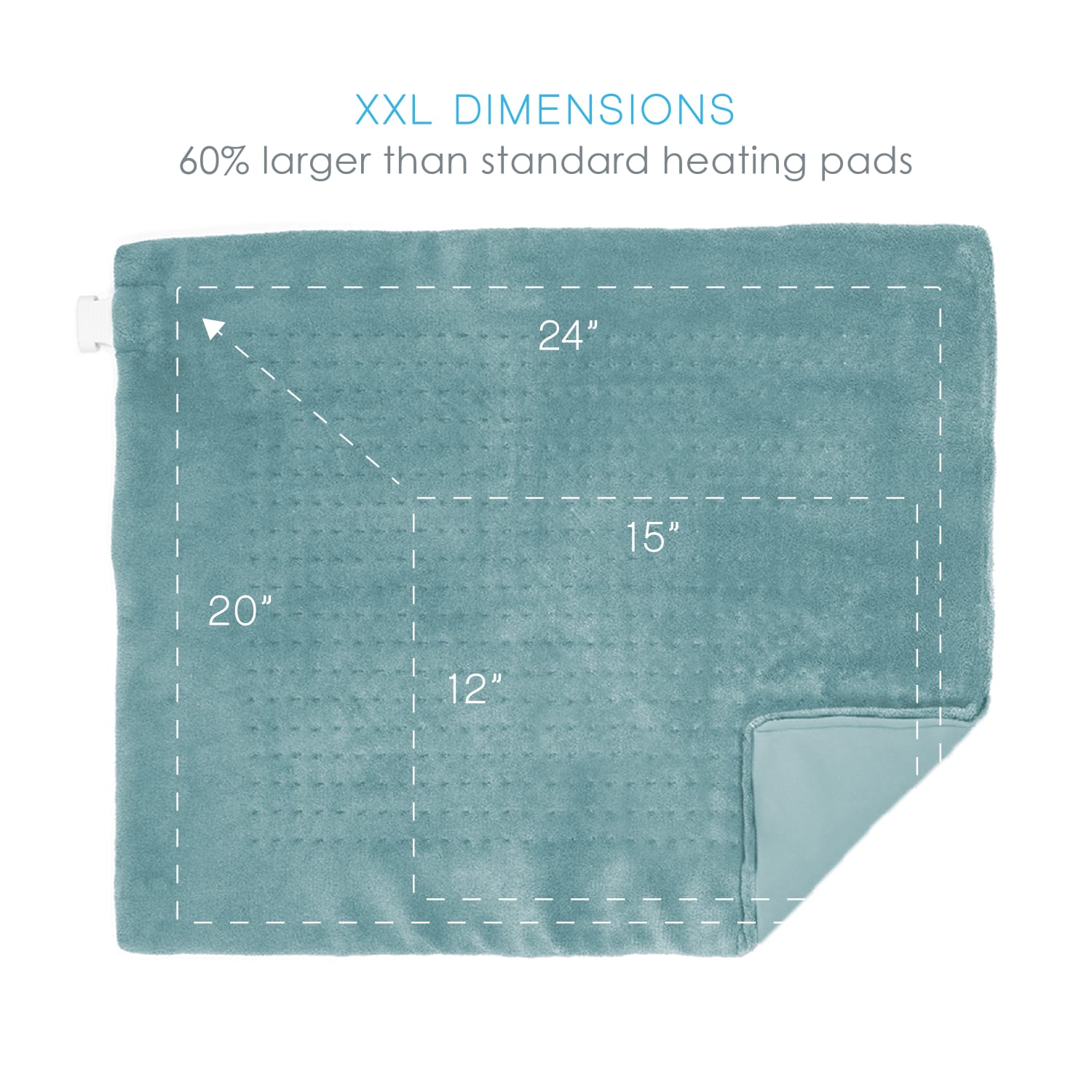 Pure Enrichment PureRelief XXL Ultra-Wide Microplush Heating Pad, 19-1/2in x 24in, Sea Glass - Image 5