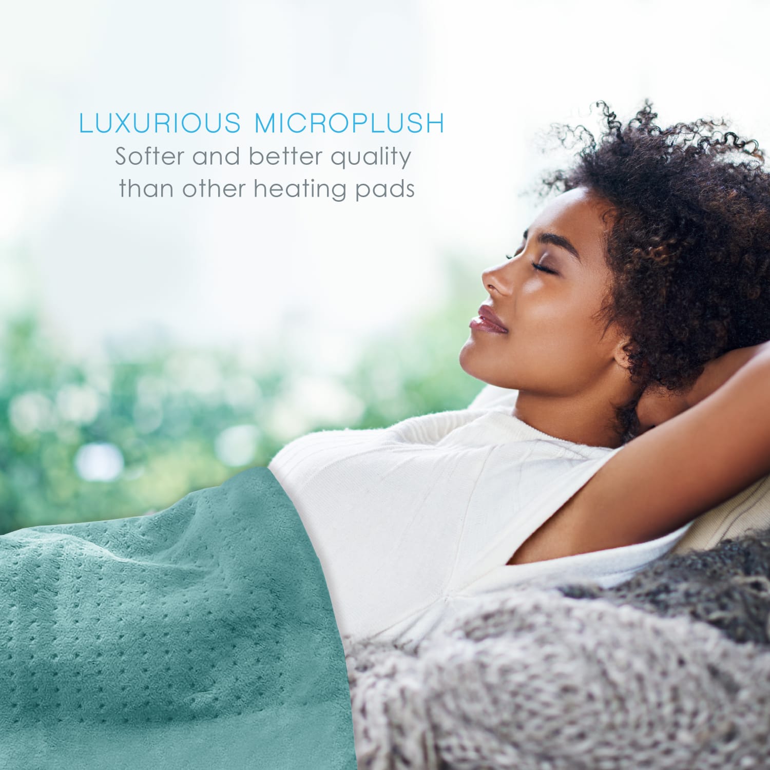 Pure Enrichment PureRelief XXL Ultra-Wide Microplush Heating Pad, 19-1/2in x 24in, Sea Glass - Image 6