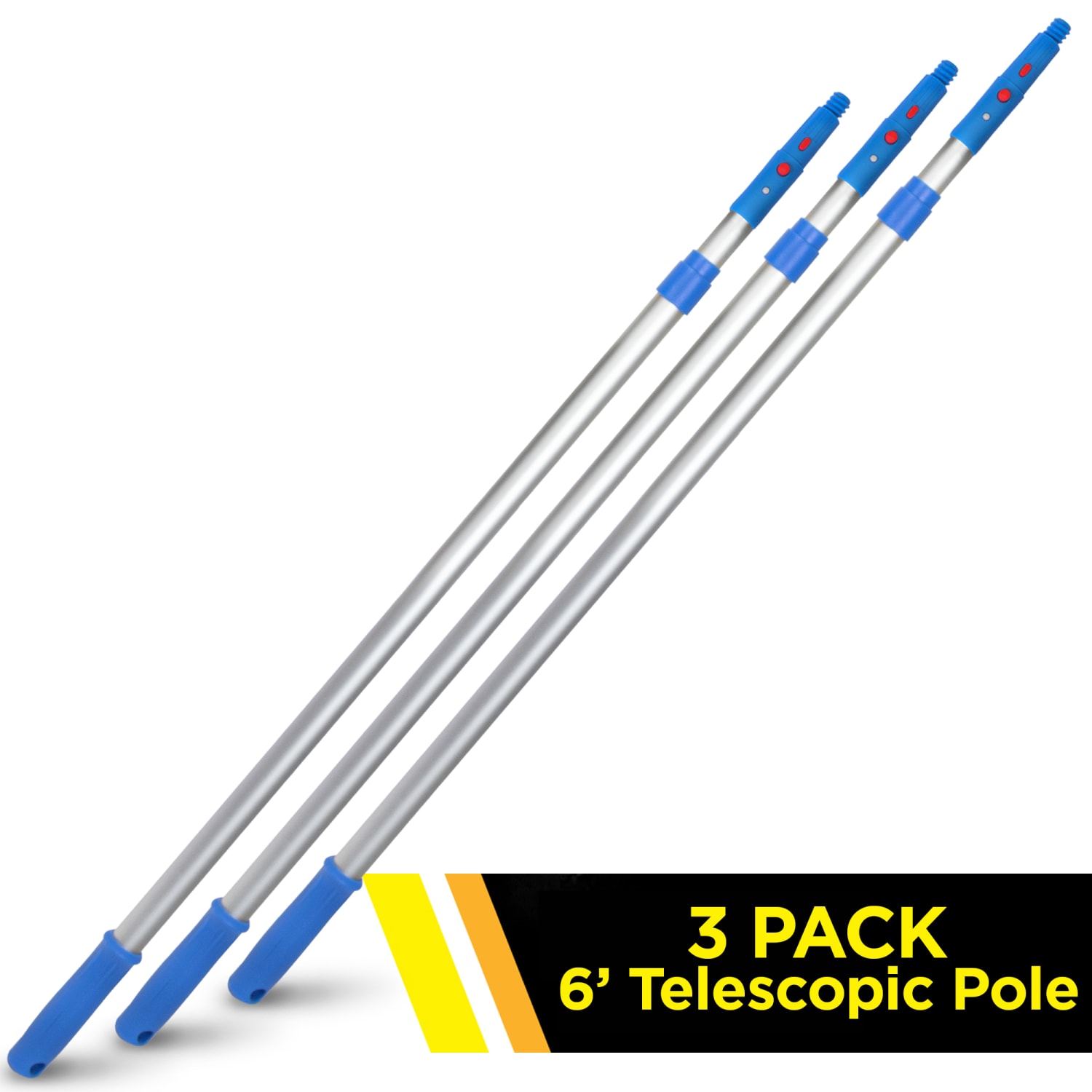 Gritt Commercial Telescopic Poles, 6ft, Blue/Silver, Pack Of 3 Poles - Image 3