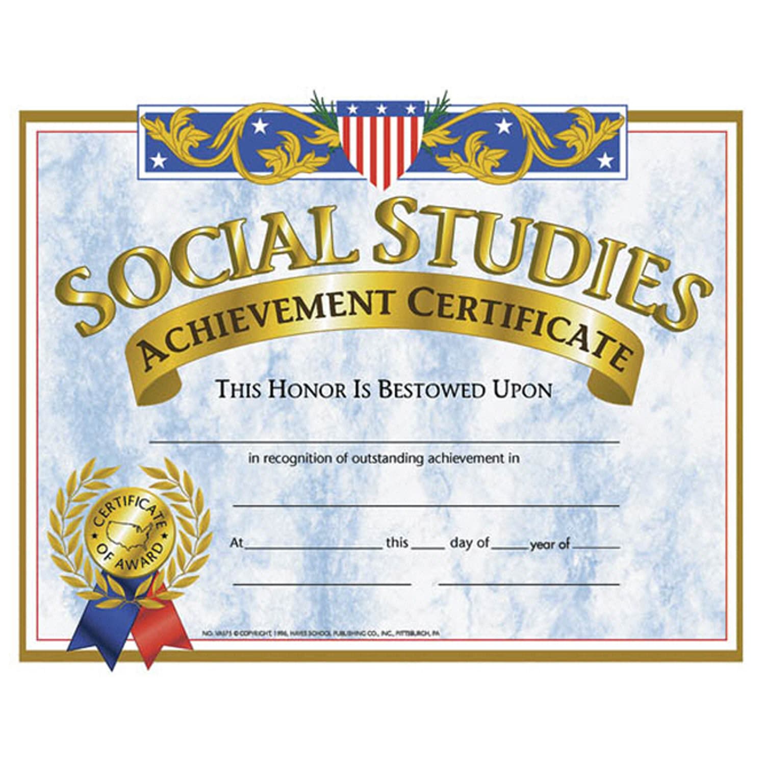 Hayes Certificates, 8-1/2in x 11in, Social Studies Achievement, 30 Certificates Per Pack, Set Of 3 Packs - Image 3