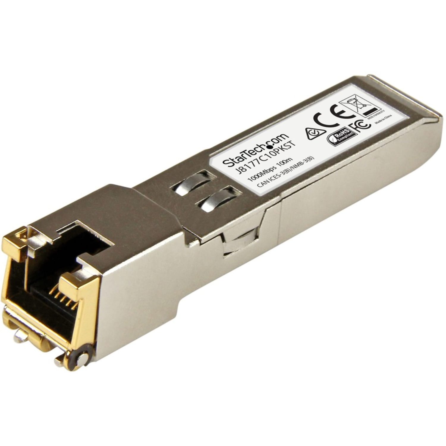 StarTech.com 10 pack HPE J8177C Compatible SFP Module - 1000BASE-T - 1GE Gigabit Ethernet SFP SFP to RJ45 Cat6/Cat5e - J8177C10PKST - Image 3