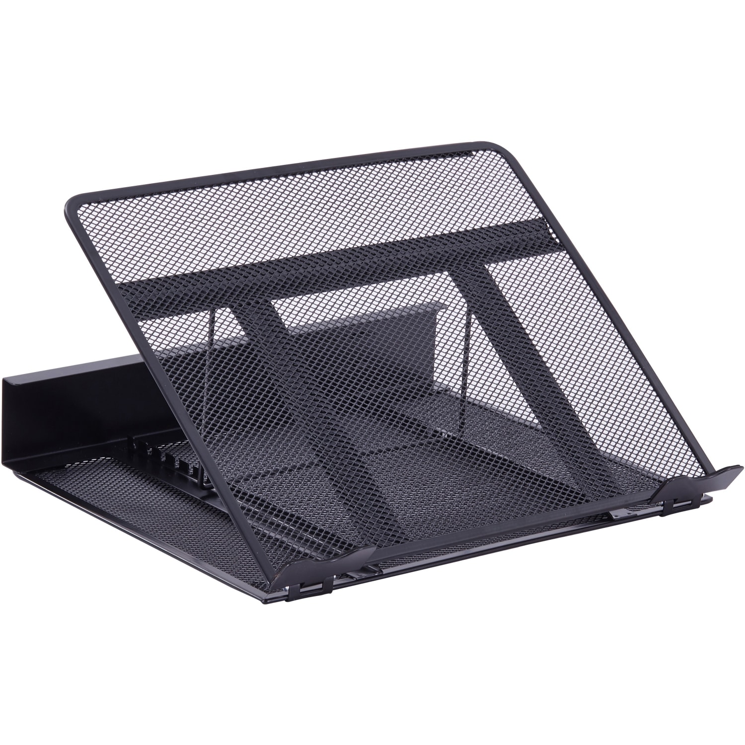 Lorell Mesh Laptop Stand - 3.50in Height x 13in Width x 11.50in Depth - Desktop - Steel, Metal - Black - Image 4