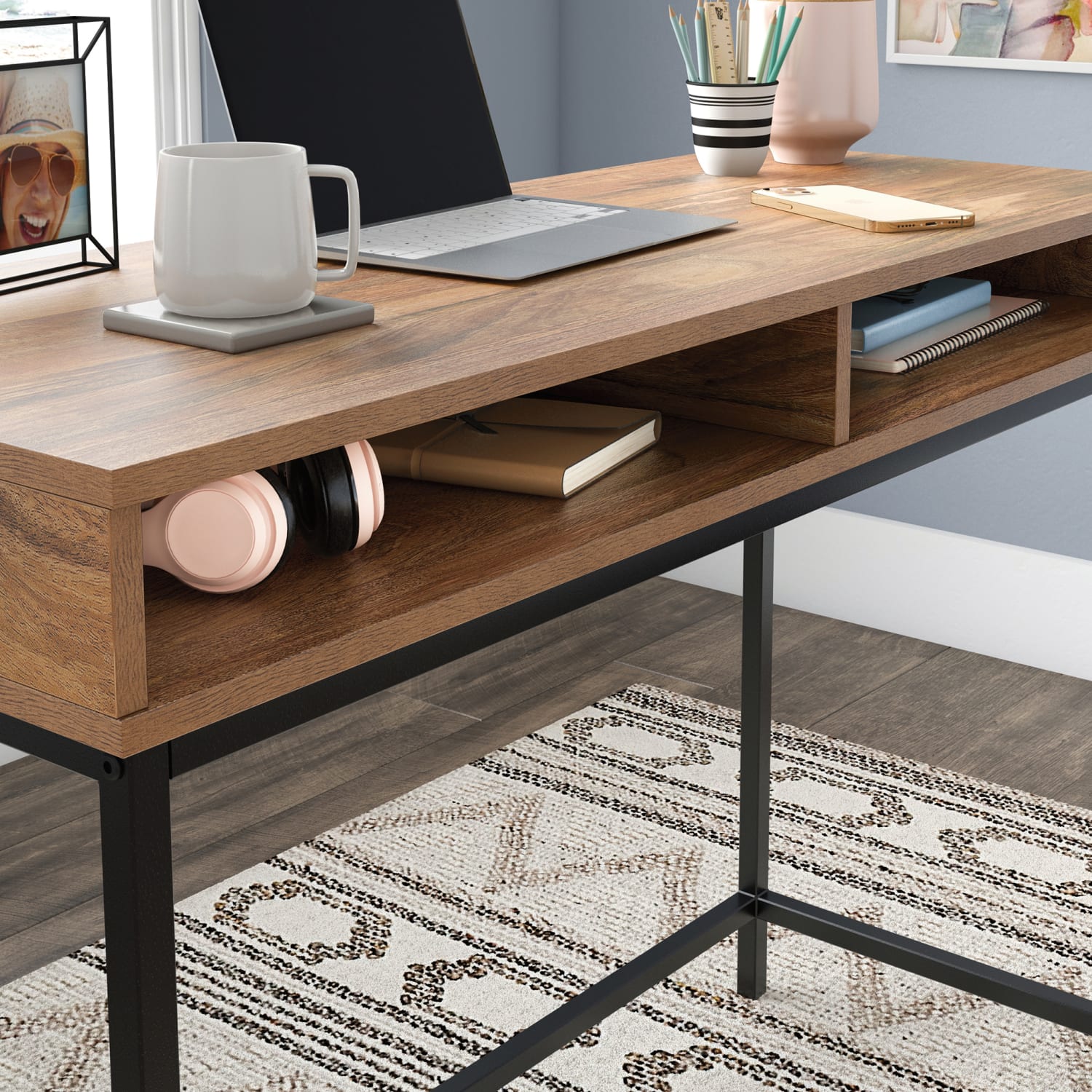 Sauder North Avenue 40inW Computer And Writing Desk, Sindoori Mango/Black - Image 6