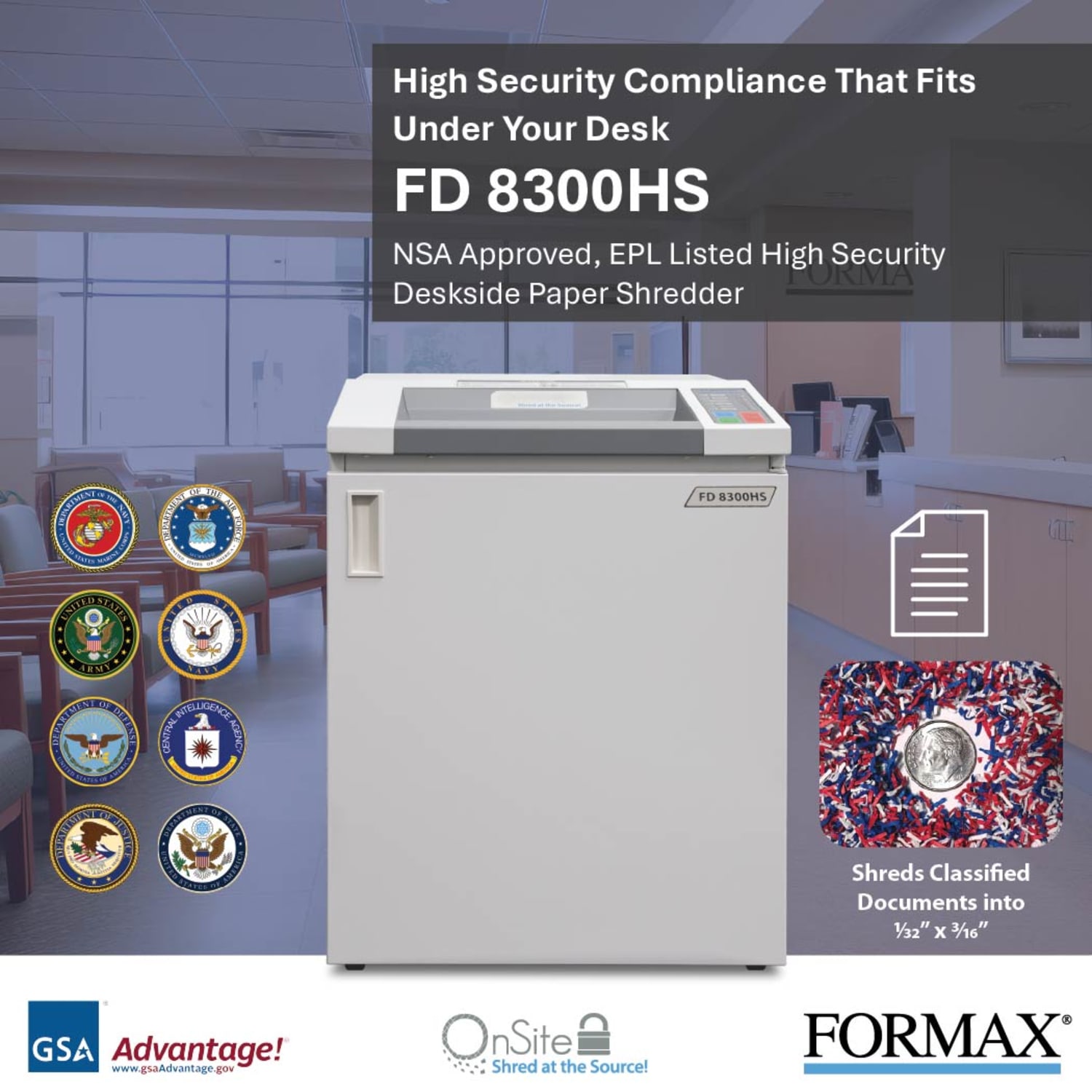Formax FD 8300HS 8-Sheet High-Security Micro-Cut Deskside Shredder, FD8300HS - Image 3
