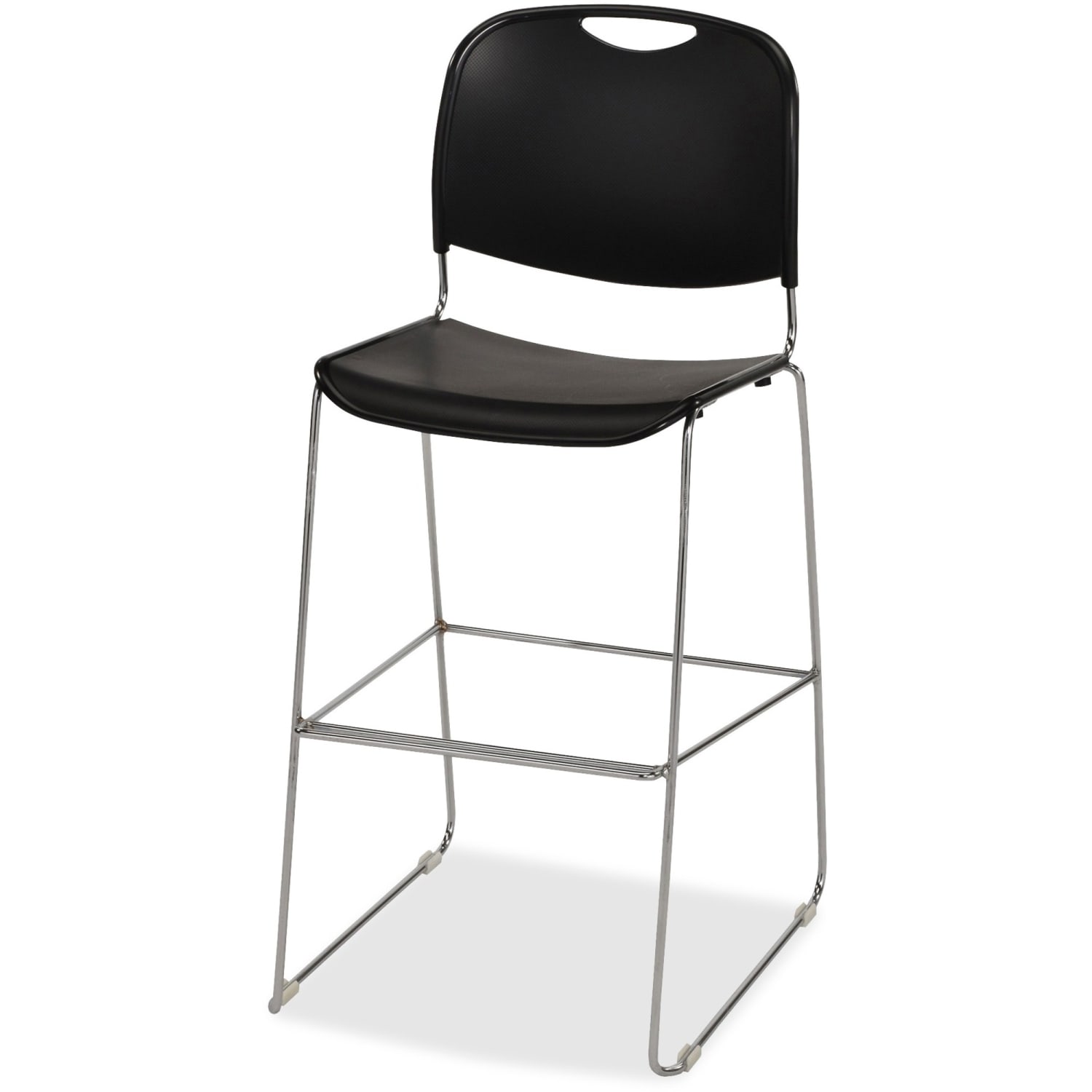 Lorell Plastic Bistro-Height Stack Chair, Black - Image 3